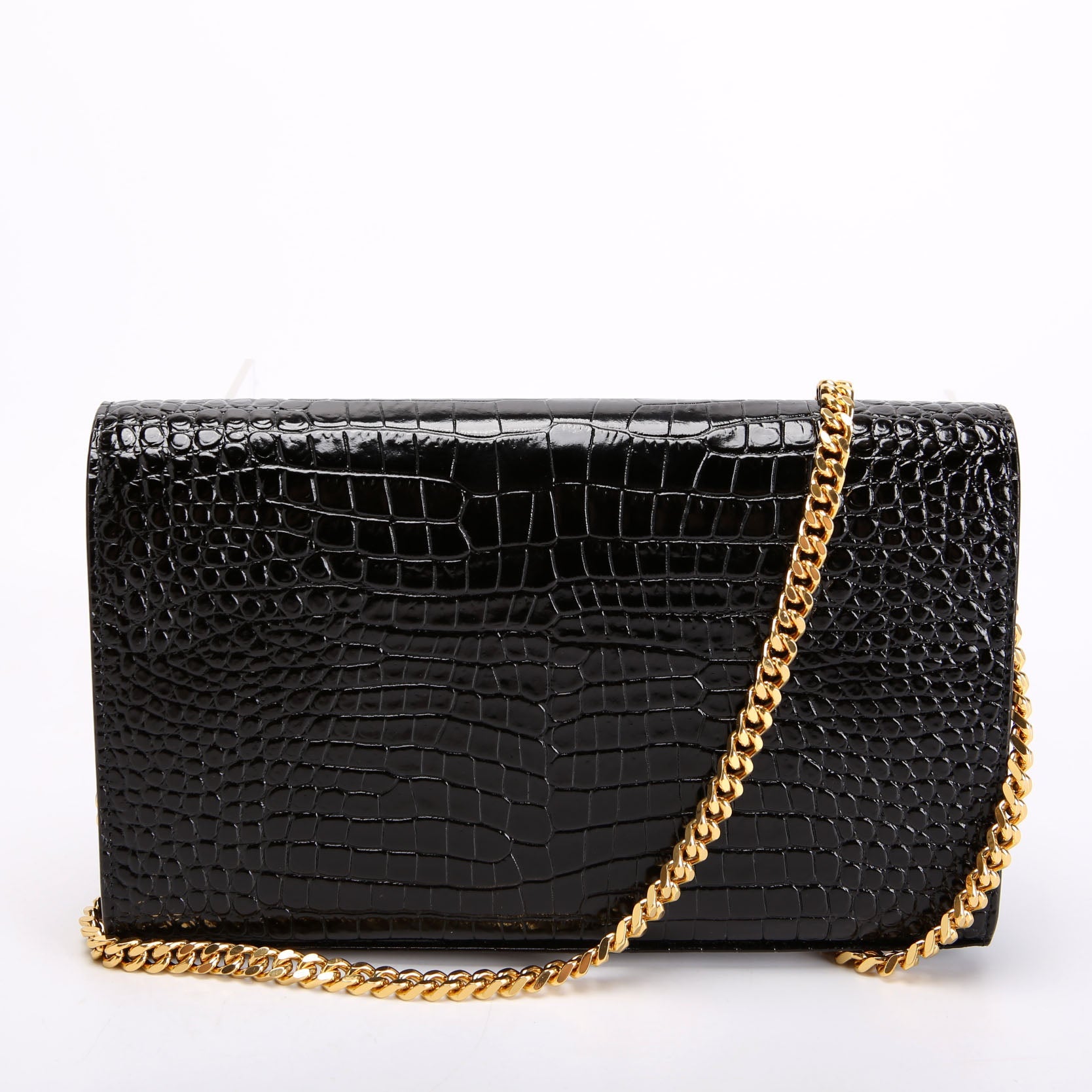 Cassandre Chain Wallet Crocodile Embossed 747464 Black