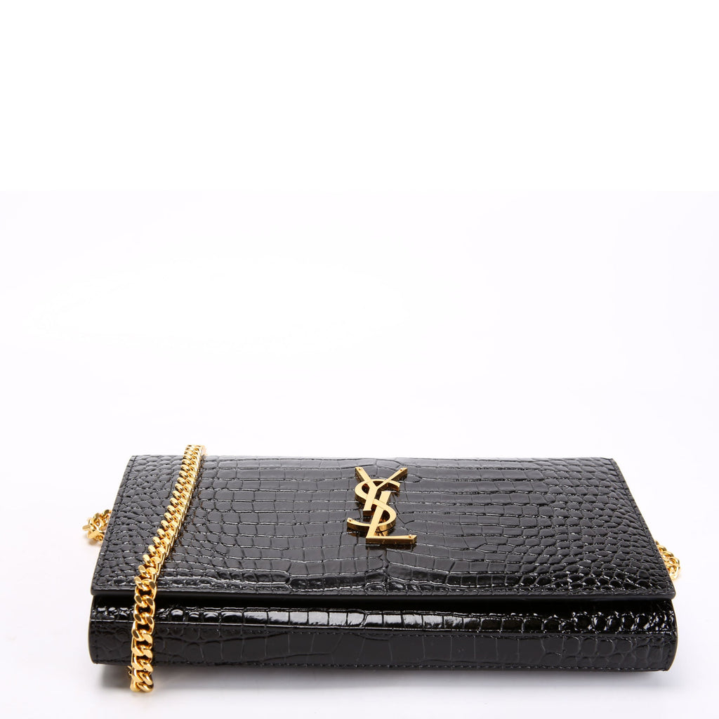 Cassandre Chain Wallet Crocodile Embossed 747464 Black