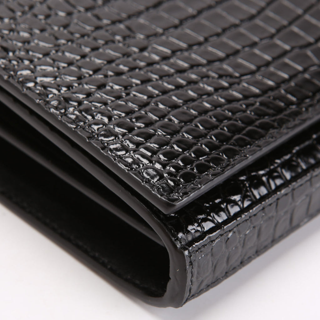 Cassandre Chain Wallet Crocodile Embossed 747464 Black