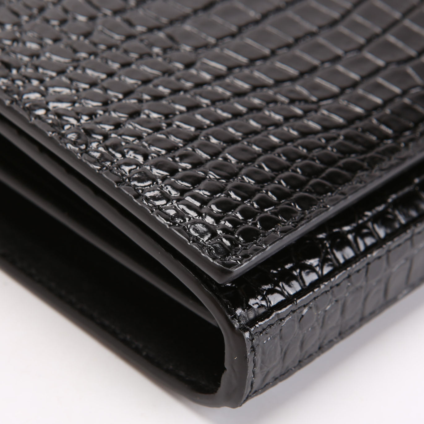 Cassandre Chain Wallet Crocodile Embossed 747464 Black