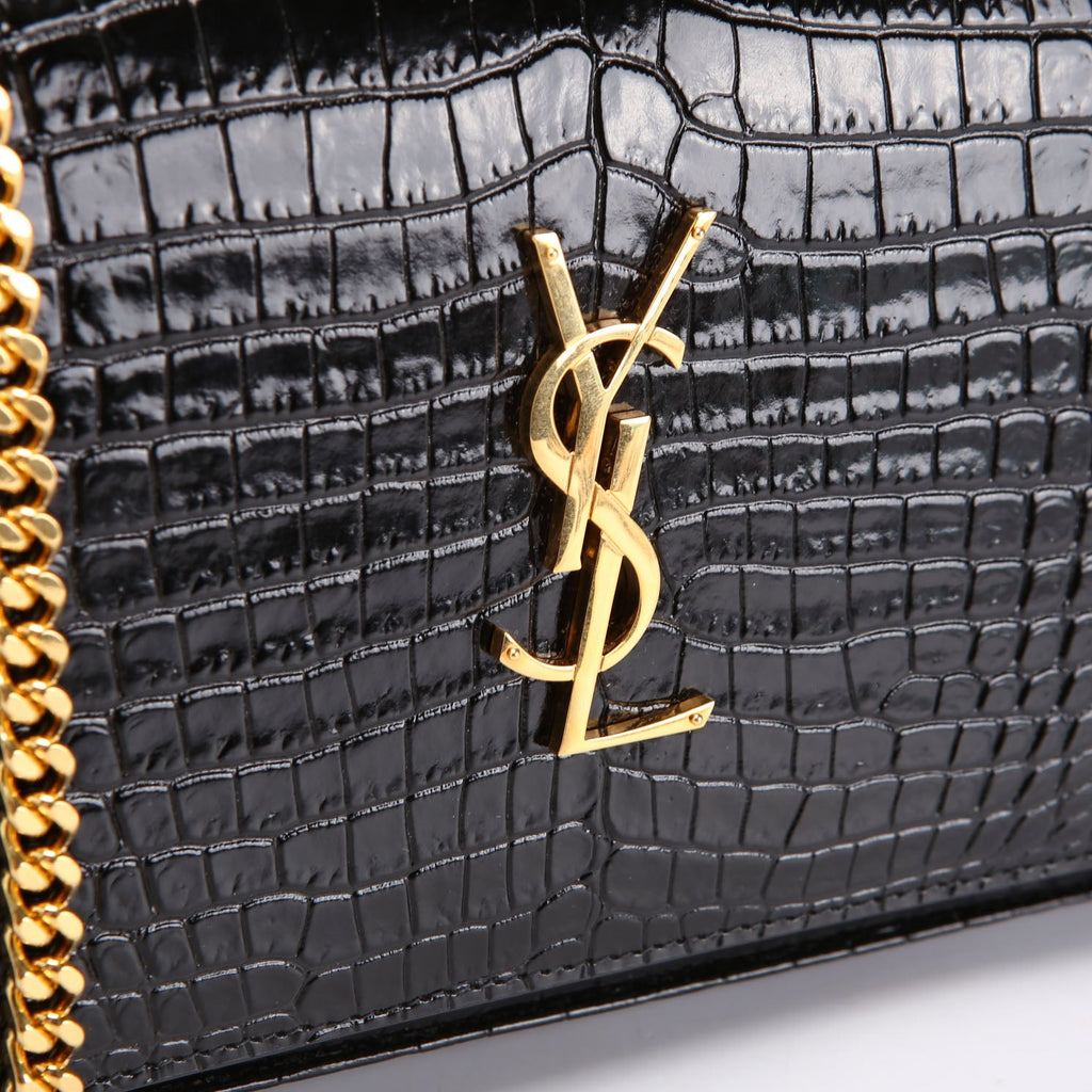 Cassandre Chain Wallet Crocodile Embossed 747464 Black