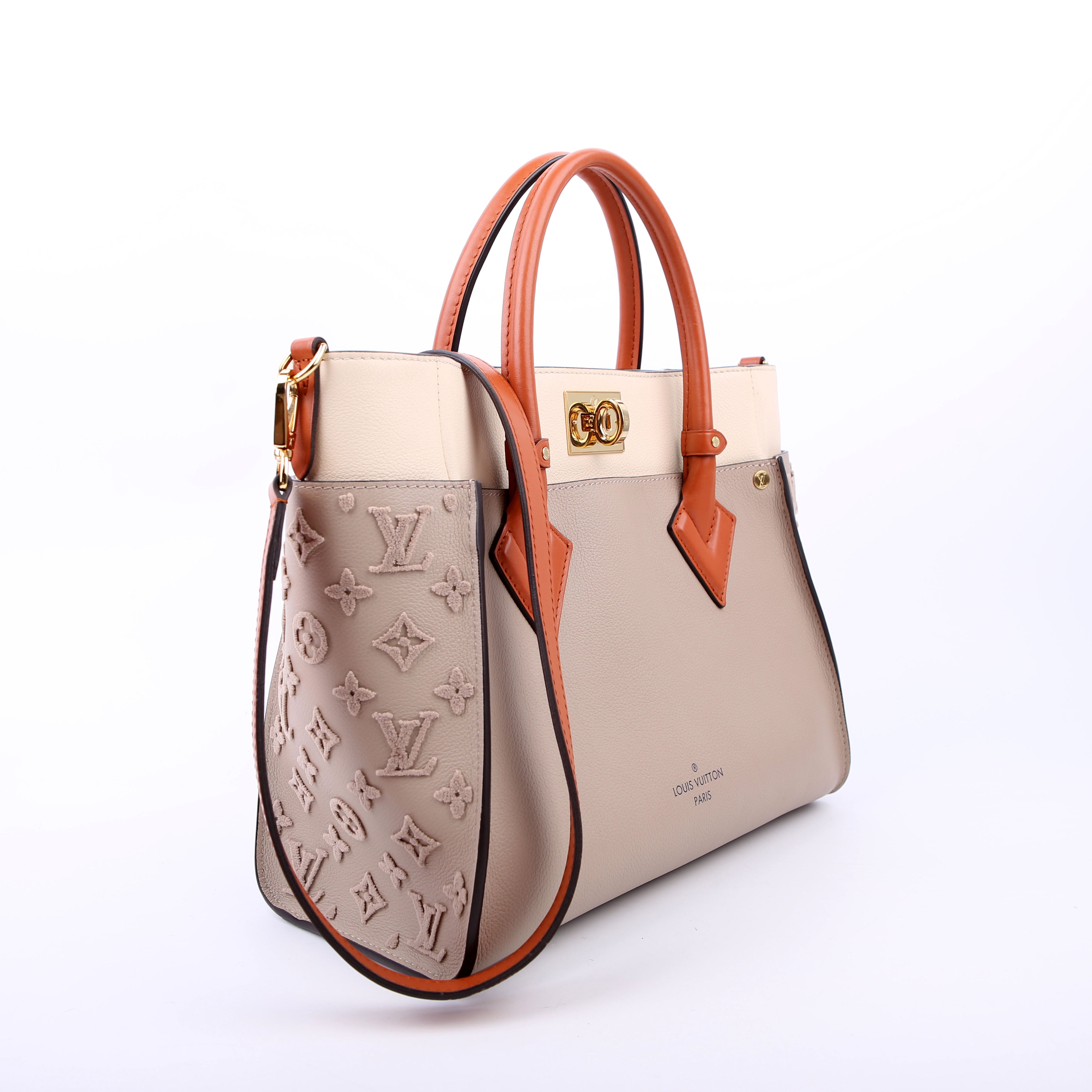 On My Side MM Calfskin Taupe/Orange