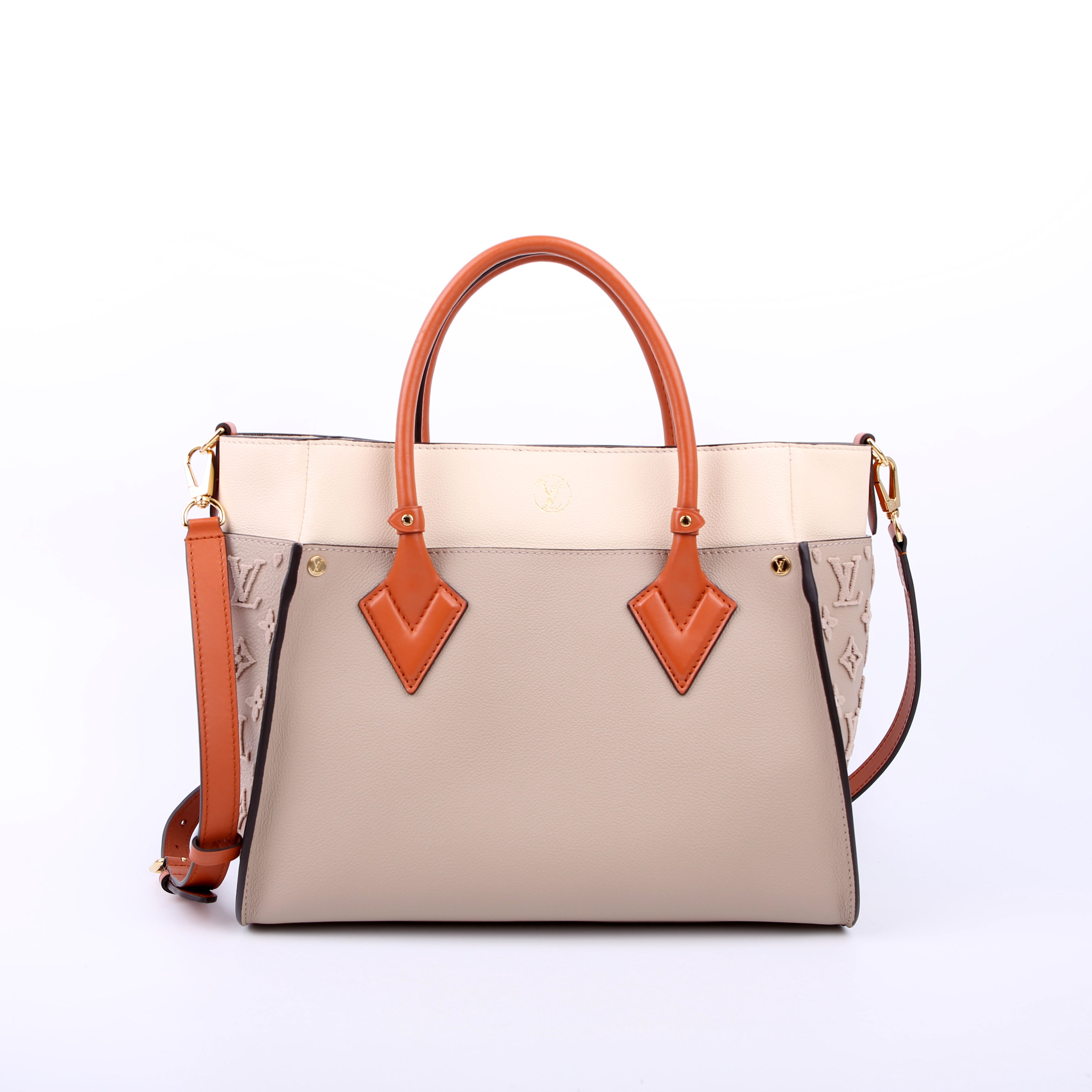 On My Side MM Calfskin Taupe/Orange