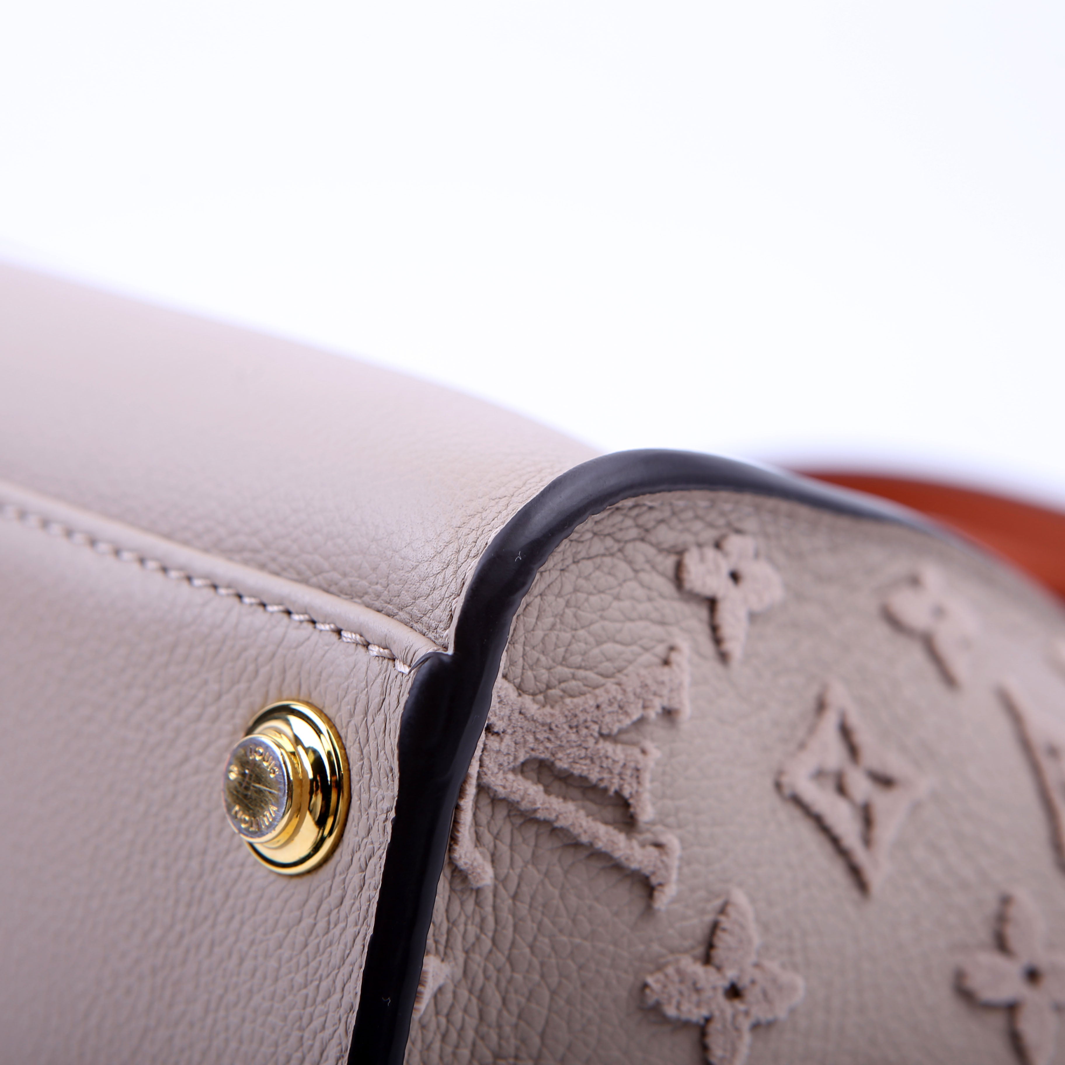 On My Side MM Calfskin Taupe/Orange