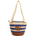 Gucci 834935 Woven Mini Bucket Bag Tan/Blue