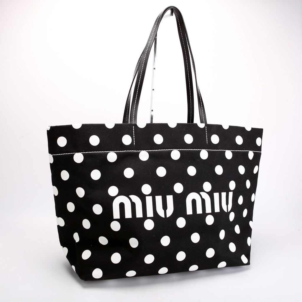 Polka Dot Shopping Tote Black/White