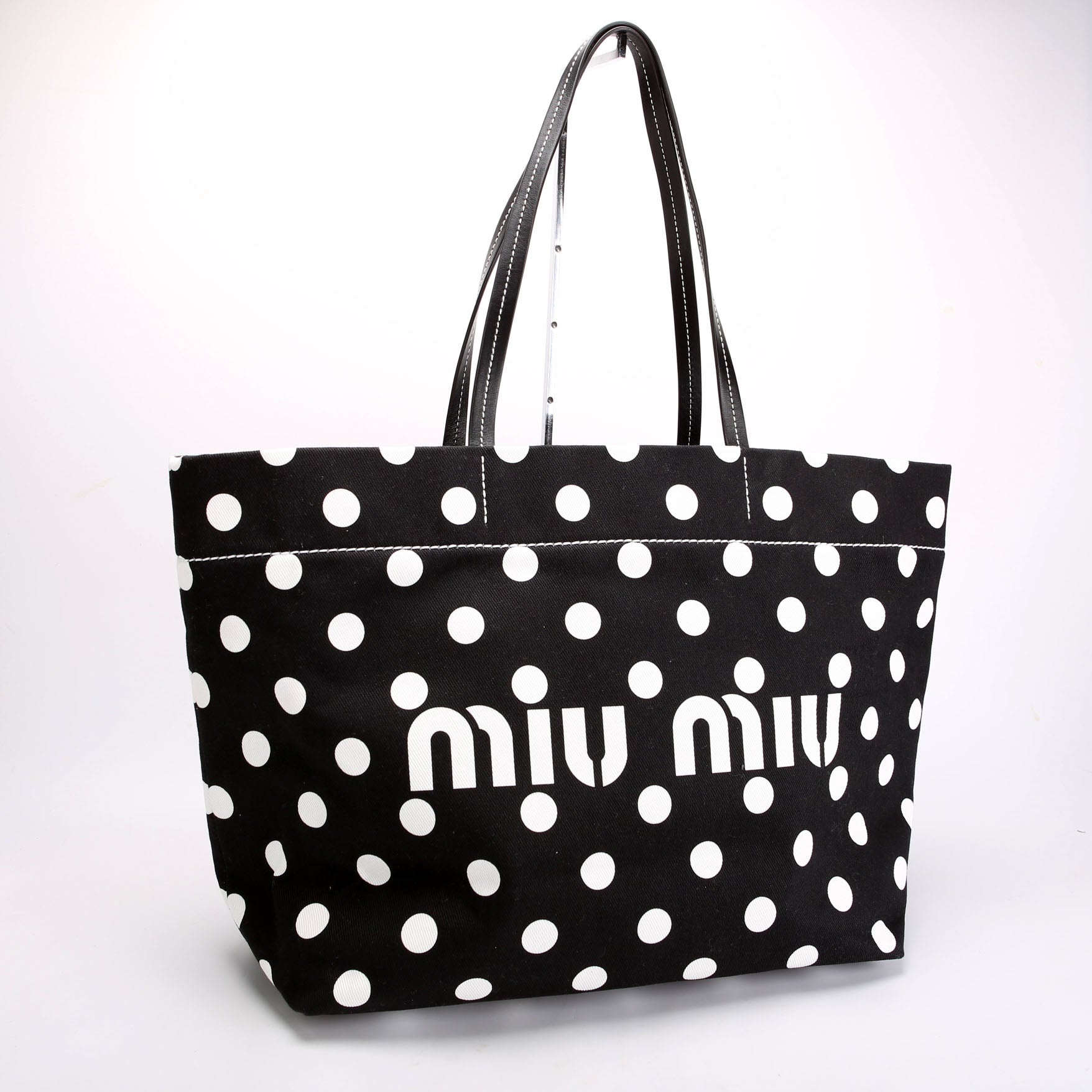 Polka Dot Shopping Tote Black/White