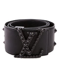 LV Initiales Clous Studded Leather Belt Size 85/34 Black