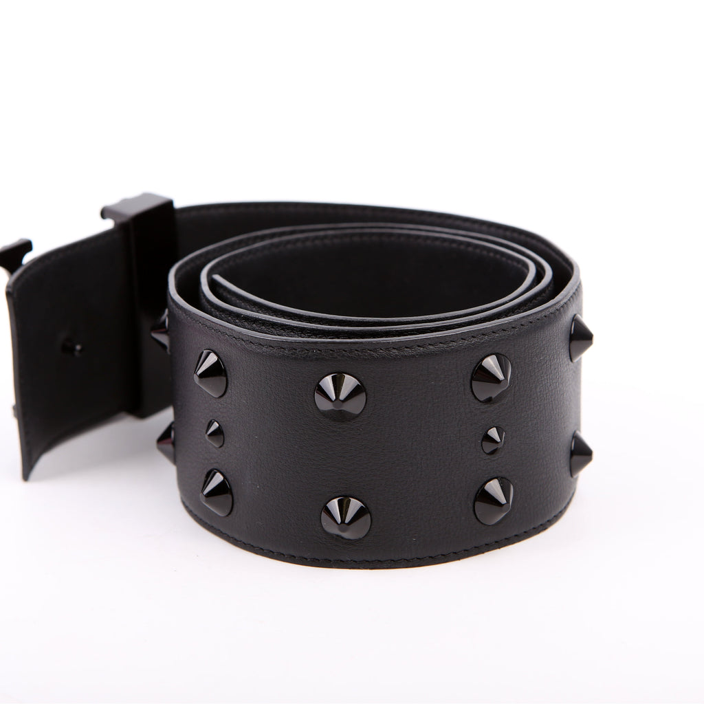 LV Initiales Clous Studded Leather Belt Size 85/34 Black