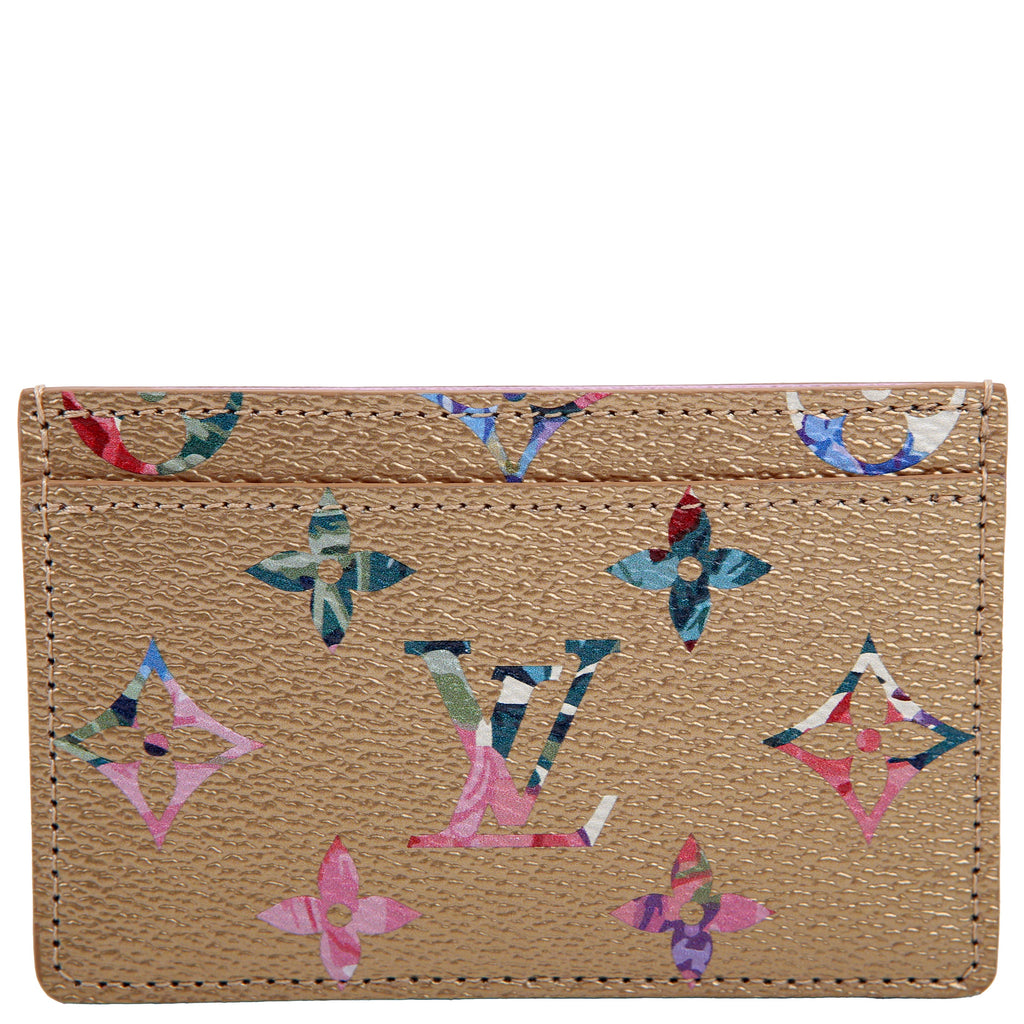 Metallic LV Garden Card Holder Gold