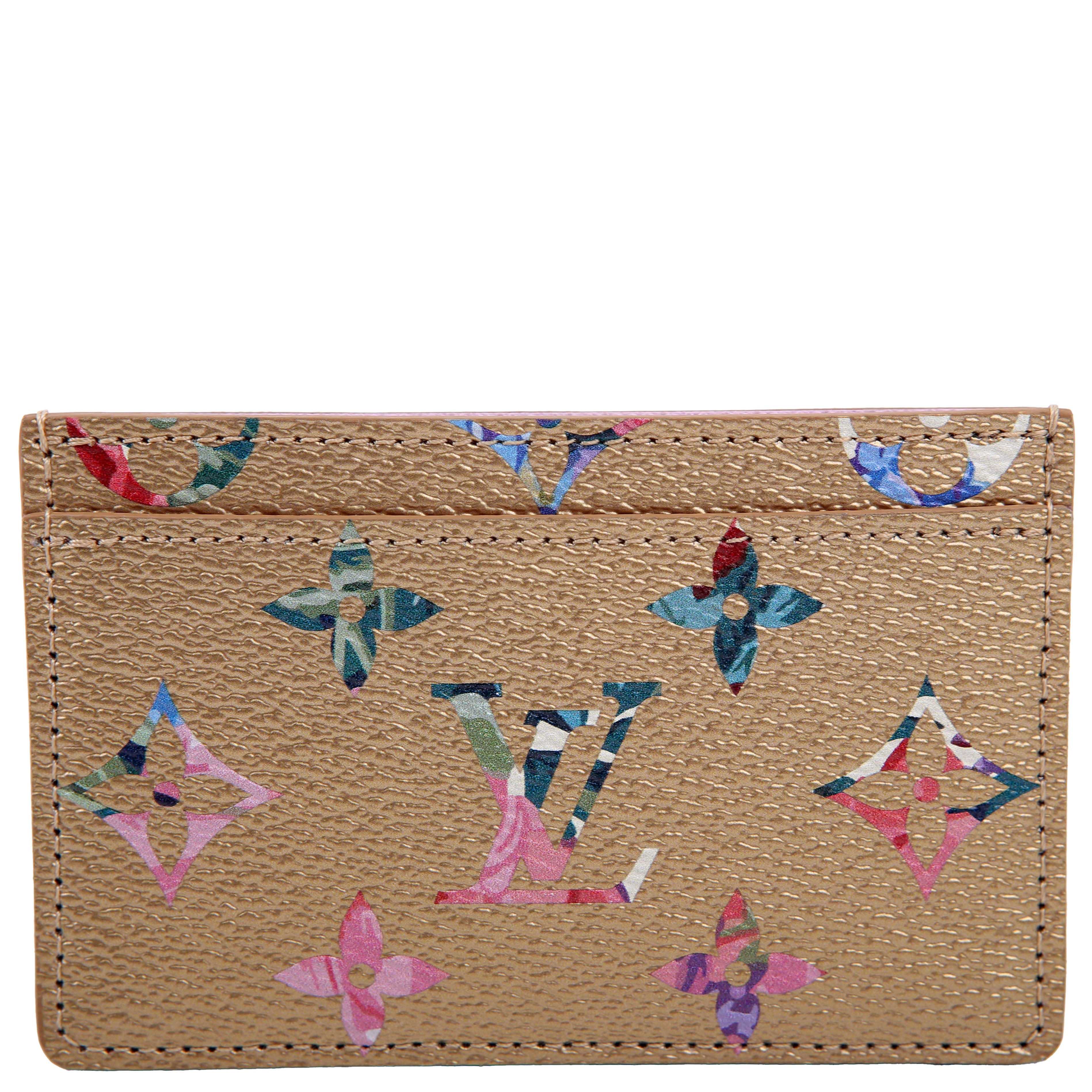 Metallic LV Garden Card Holder Gold