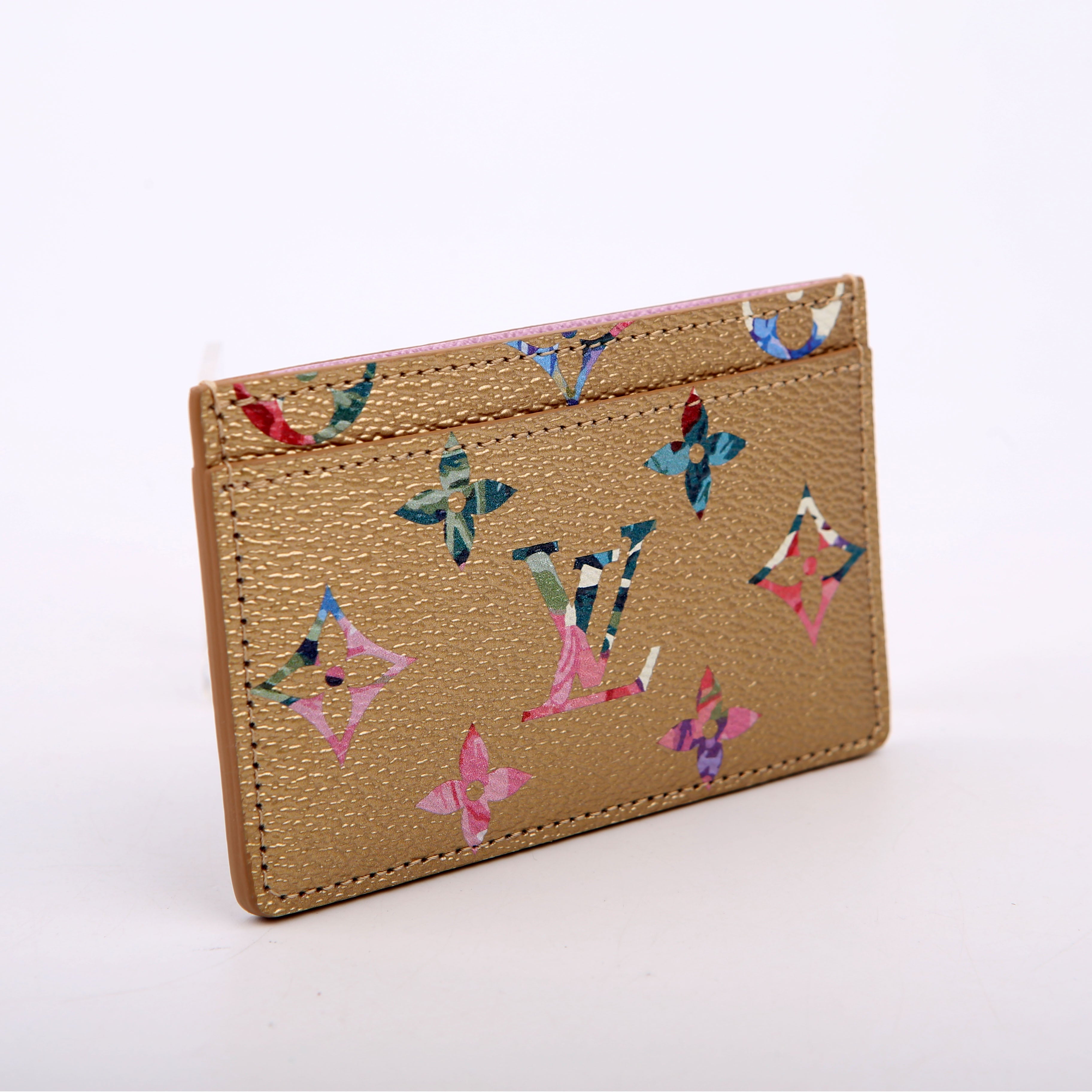 Metallic LV Garden Card Holder Gold