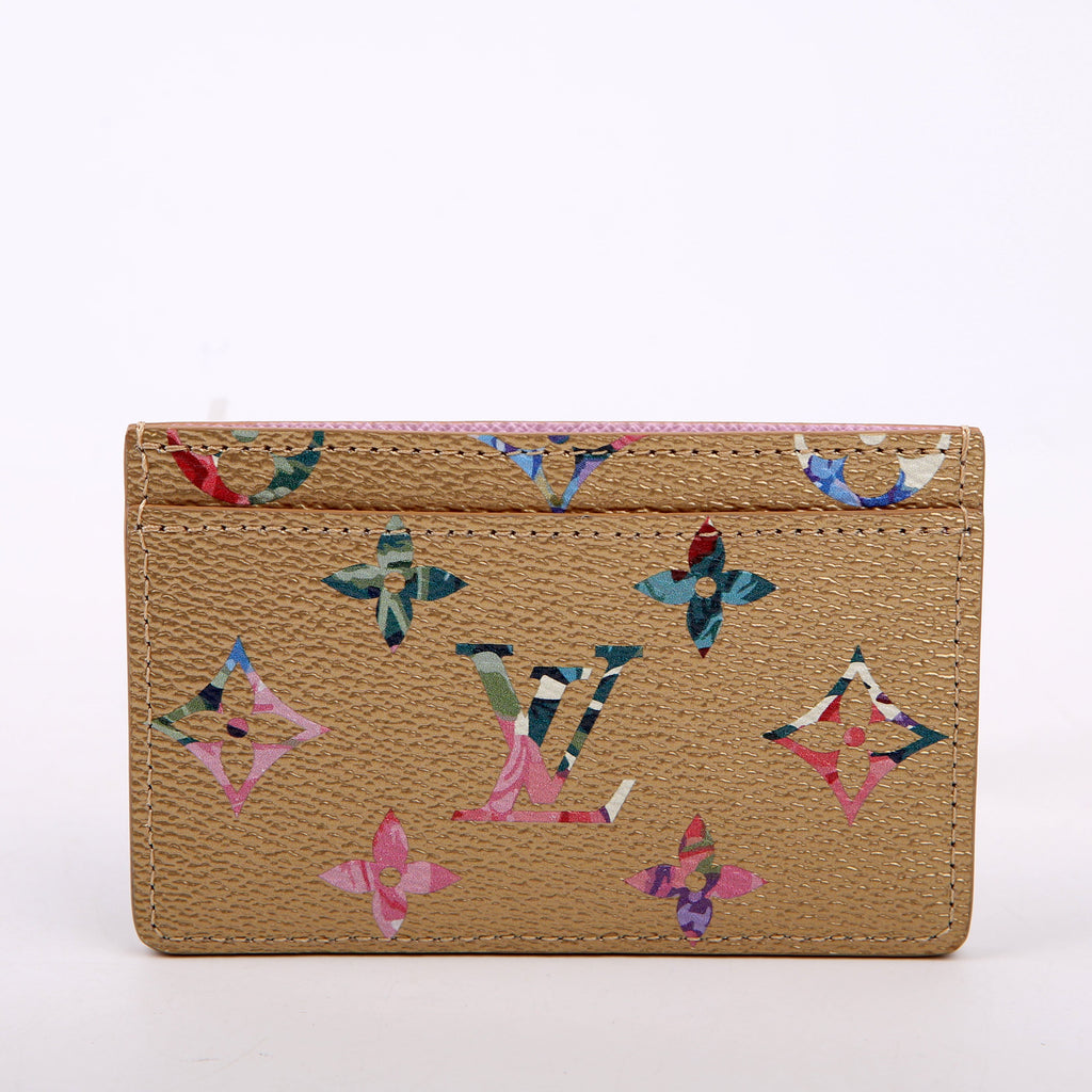 Metallic LV Garden Card Holder Gold