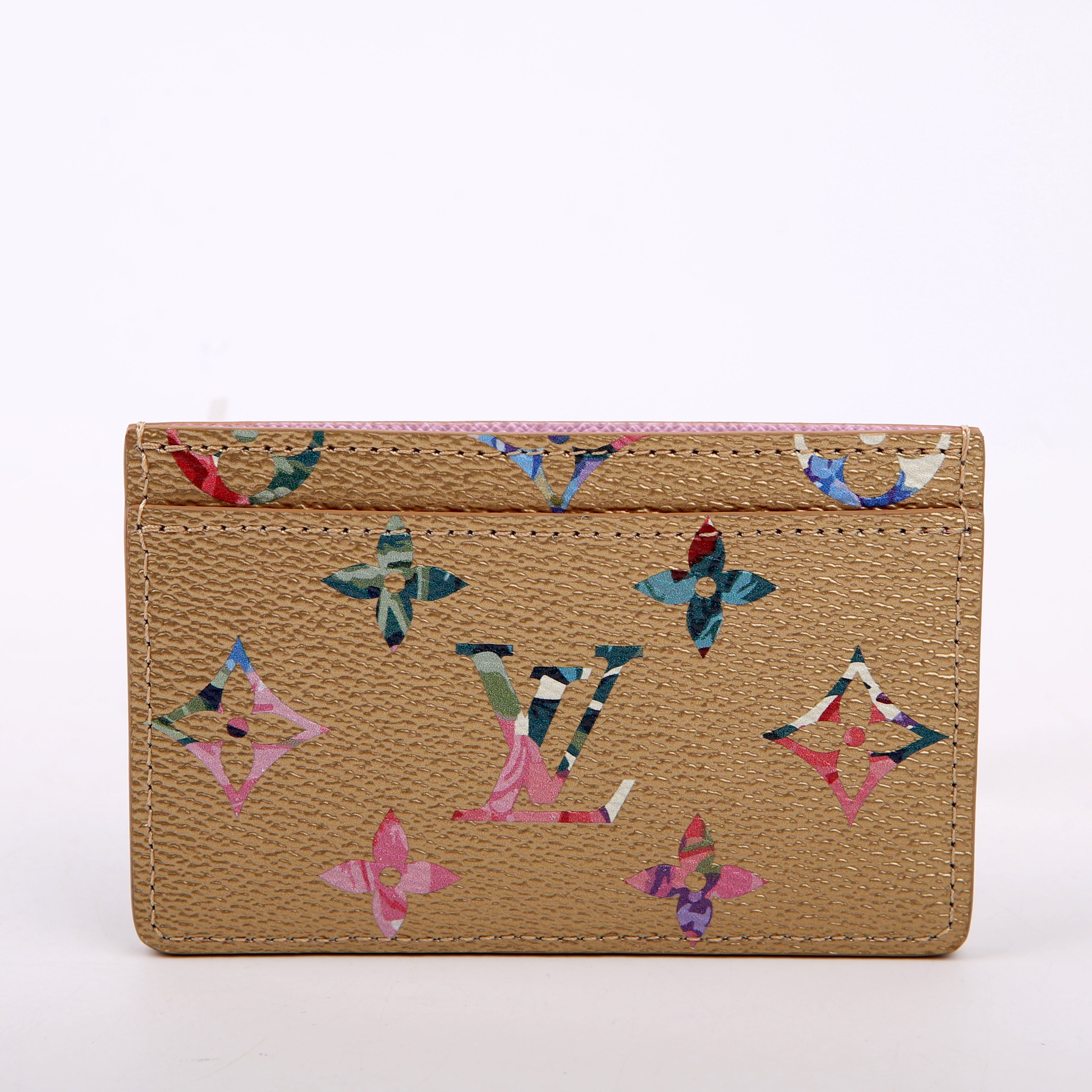 Metallic LV Garden Card Holder Gold