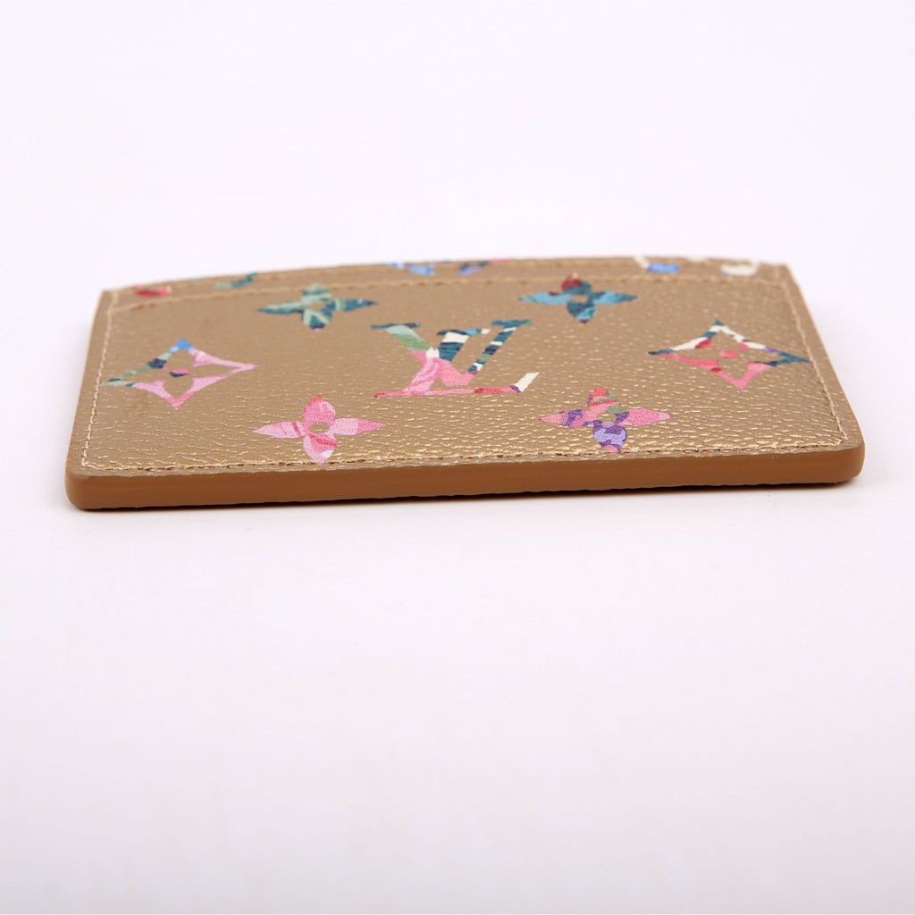 Metallic LV Garden Card Holder Gold