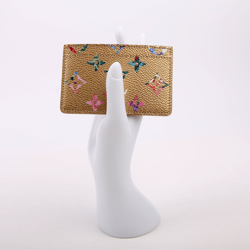 Metallic LV Garden Card Holder Gold