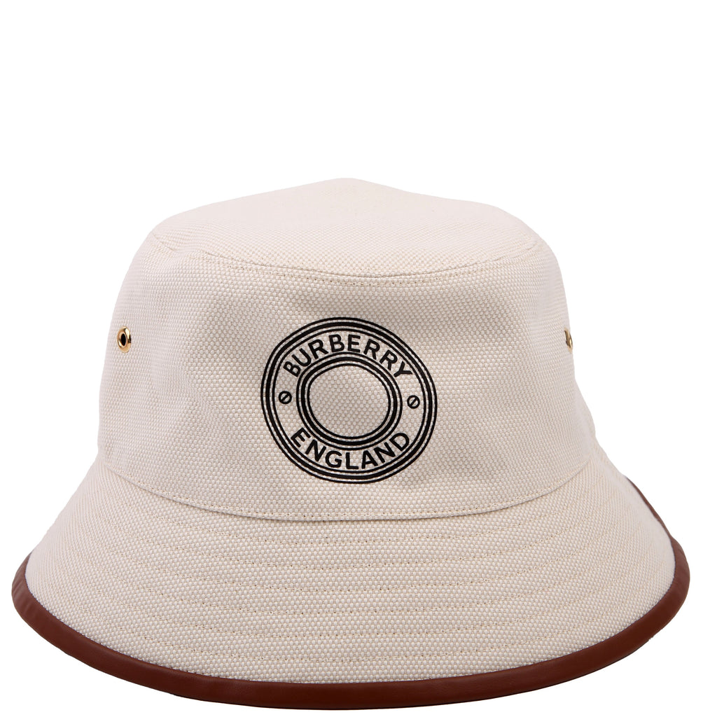 Archway Logo Applique Canvas/Leather Bucket Hat Size Medium Tan