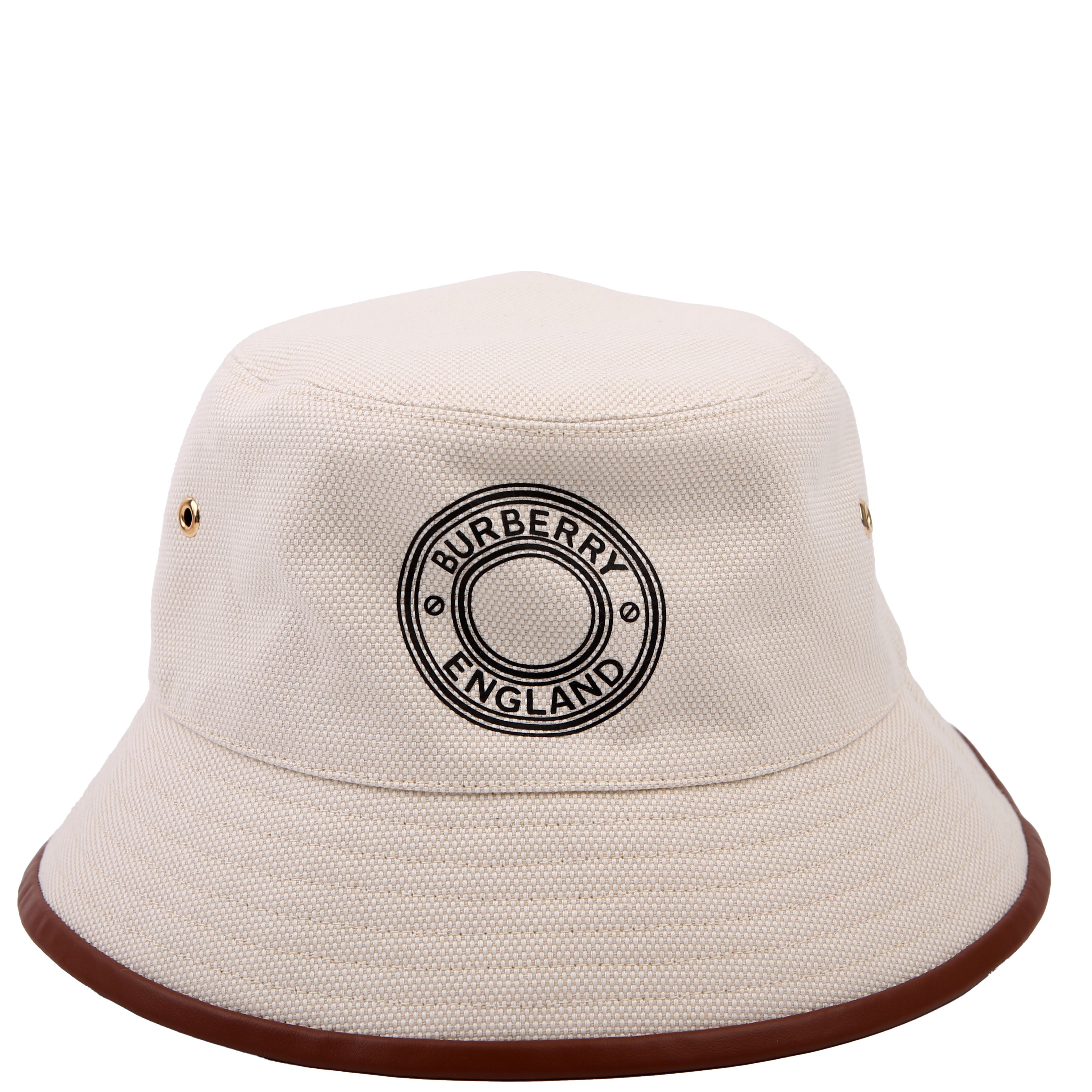 Archway Logo Applique Canvas/Leather Bucket Hat Size Medium Tan