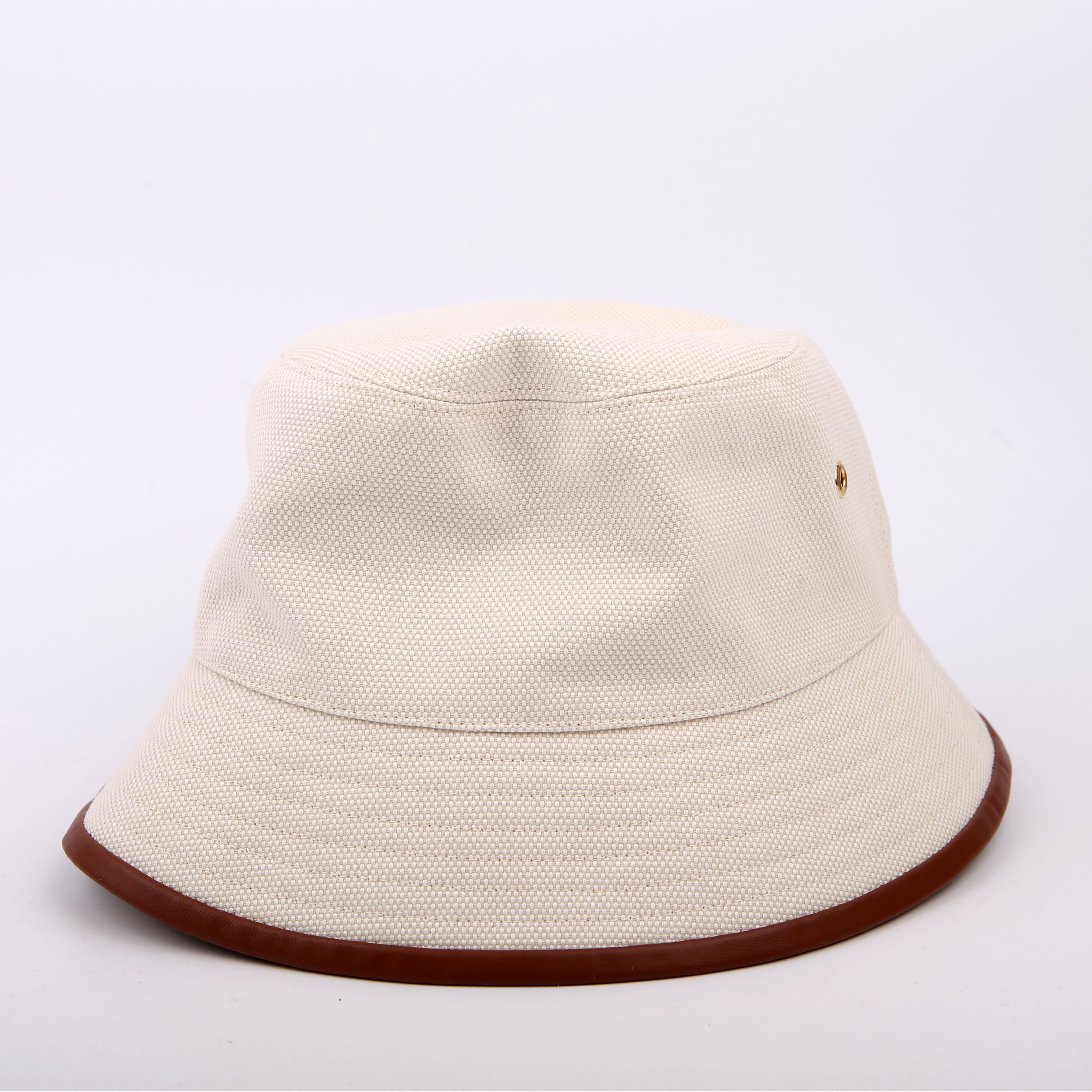 Archway Logo Applique Canvas/Leather Bucket Hat Size Medium Tan