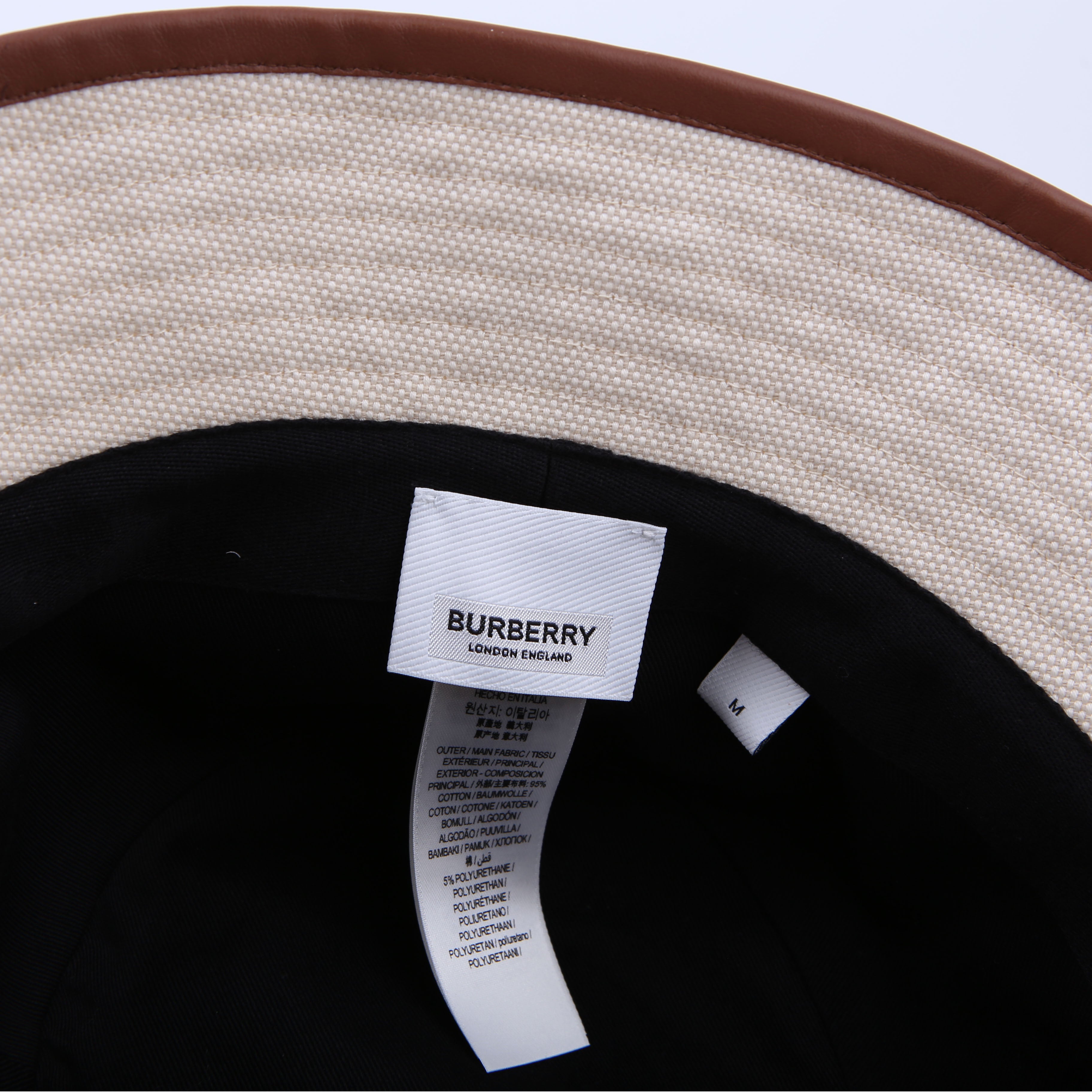 Archway Logo Applique Canvas/Leather Bucket Hat Size Medium Tan