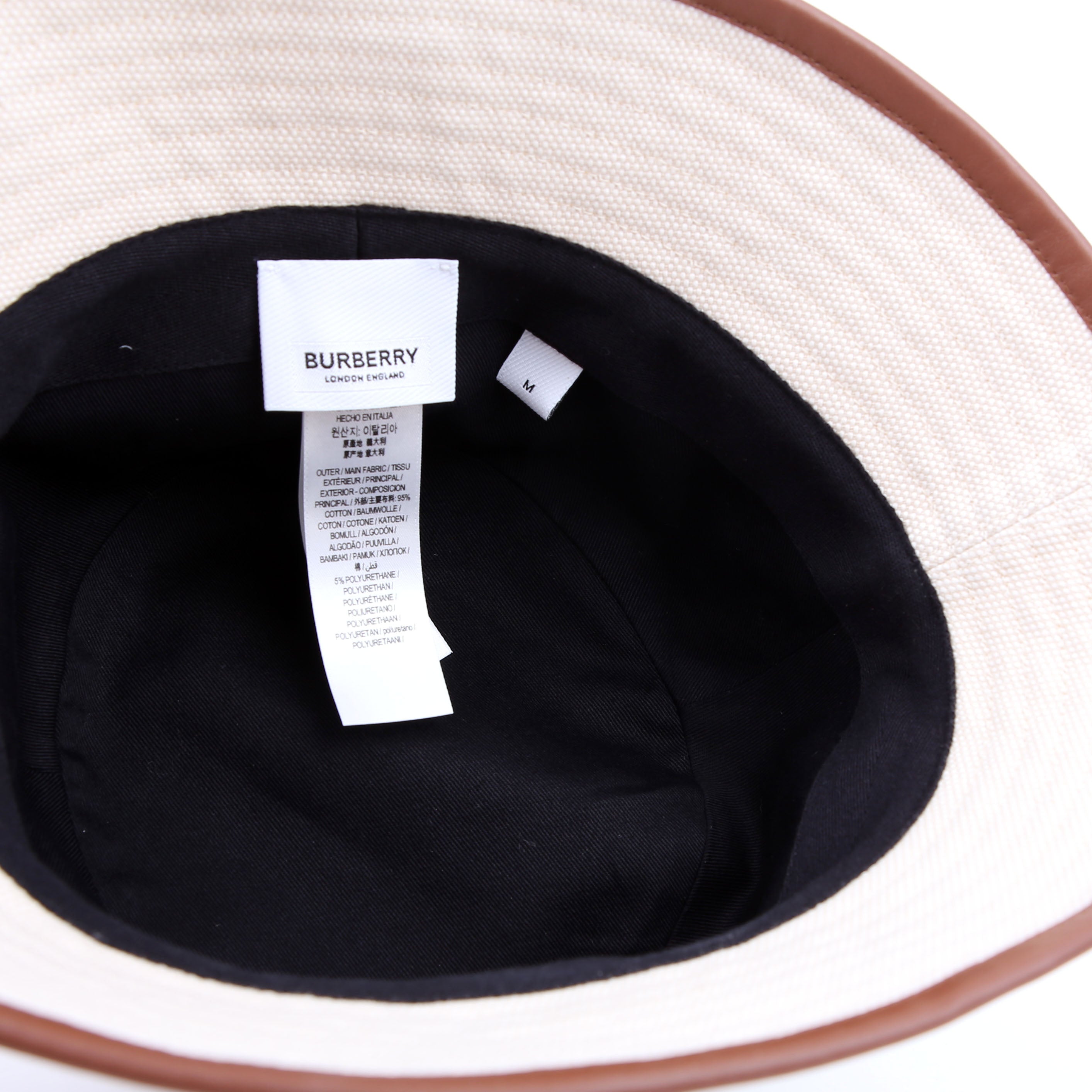 Archway Logo Applique Canvas/Leather Bucket Hat Size Medium Tan