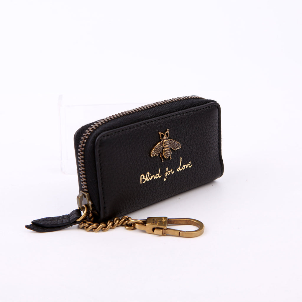Gucci 498096 Animalier Compact Zip Around Wallet Black