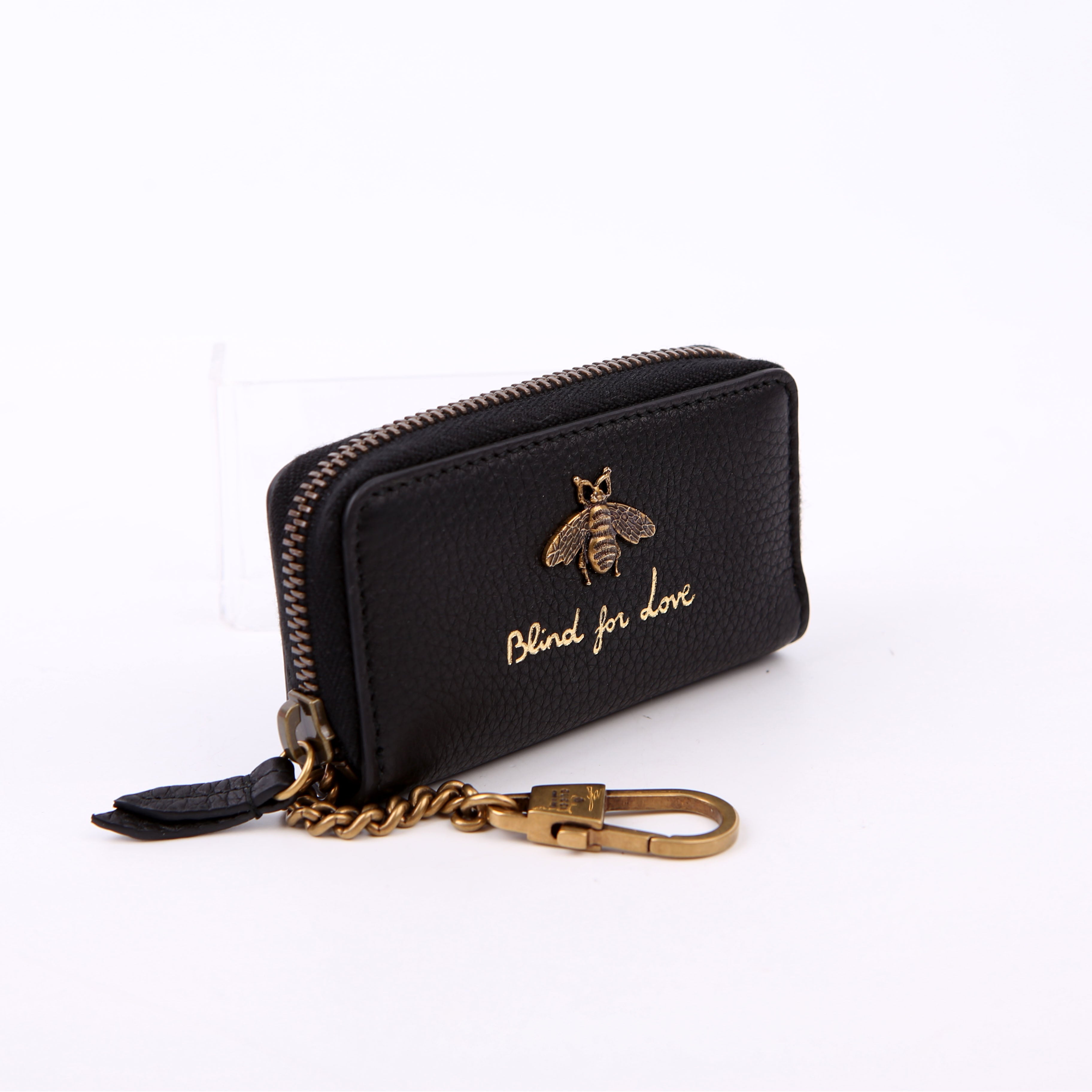 Gucci 498096 Animalier Compact Zip Around Wallet Black