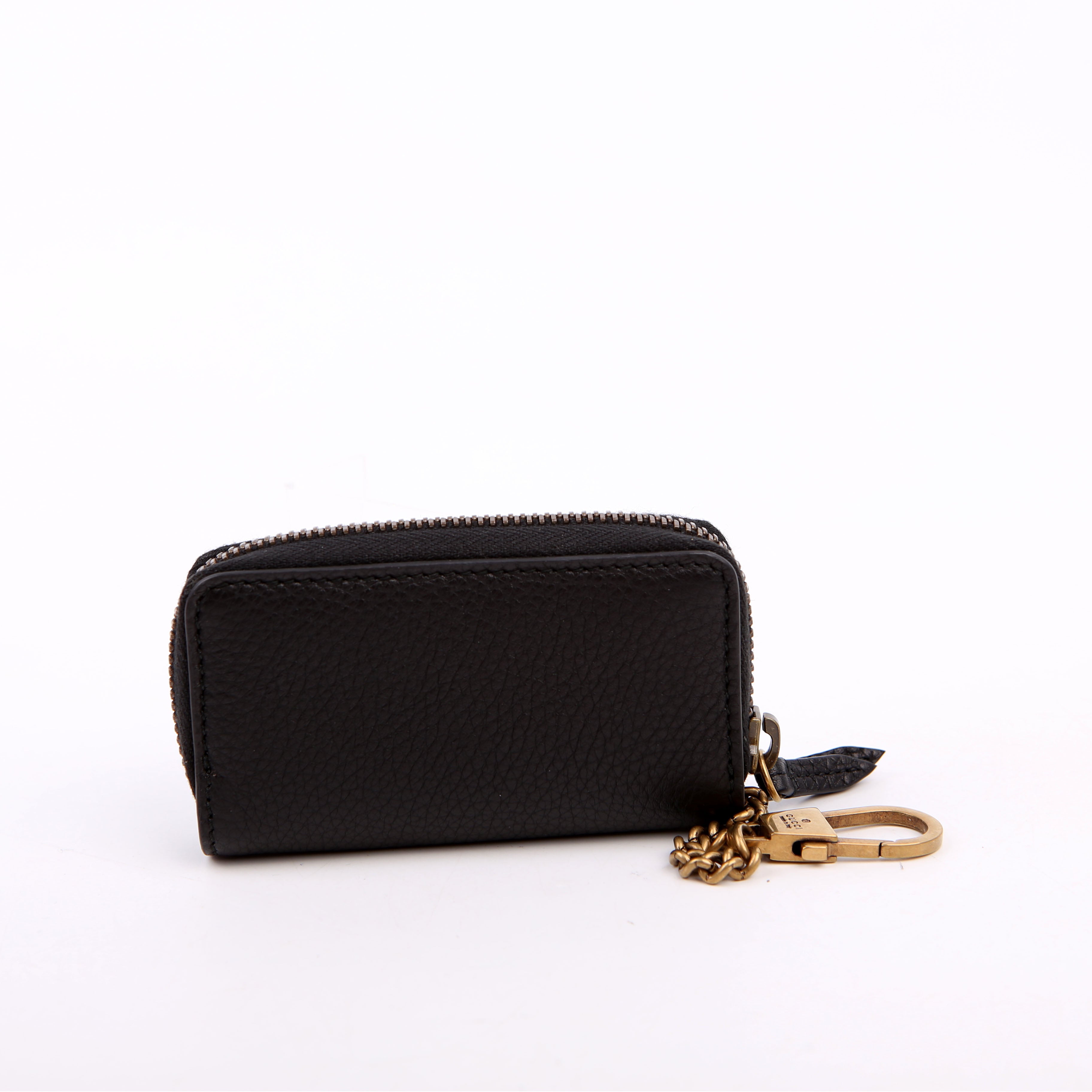 Gucci 498096 Animalier Compact Zip Around Wallet Black