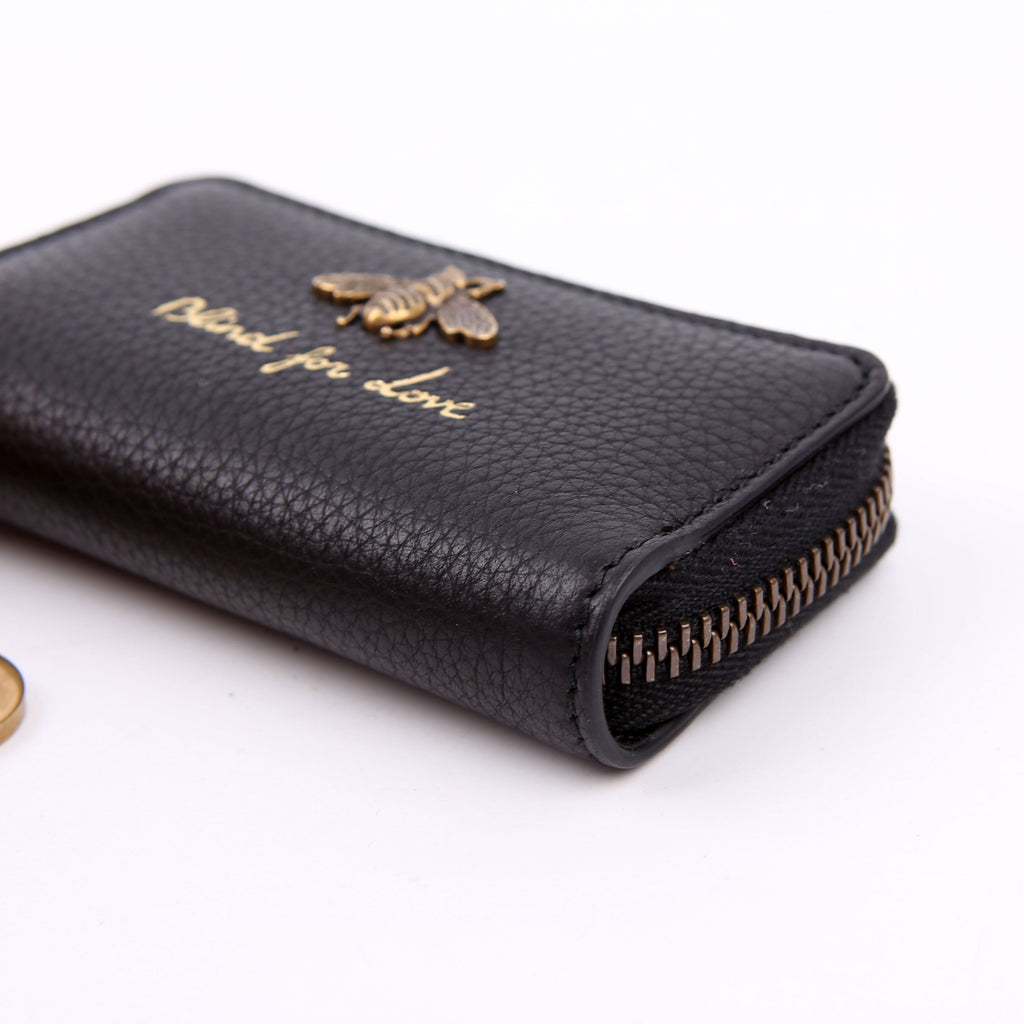Gucci 498096 Animalier Compact Zip Around Wallet Black
