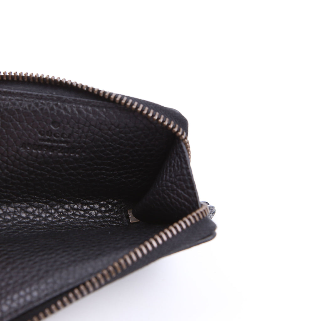 Gucci 498096 Animalier Compact Zip Around Wallet Black