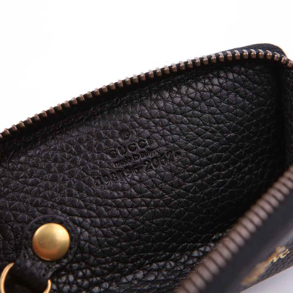 Gucci 498096 Animalier Compact Zip Around Wallet Black