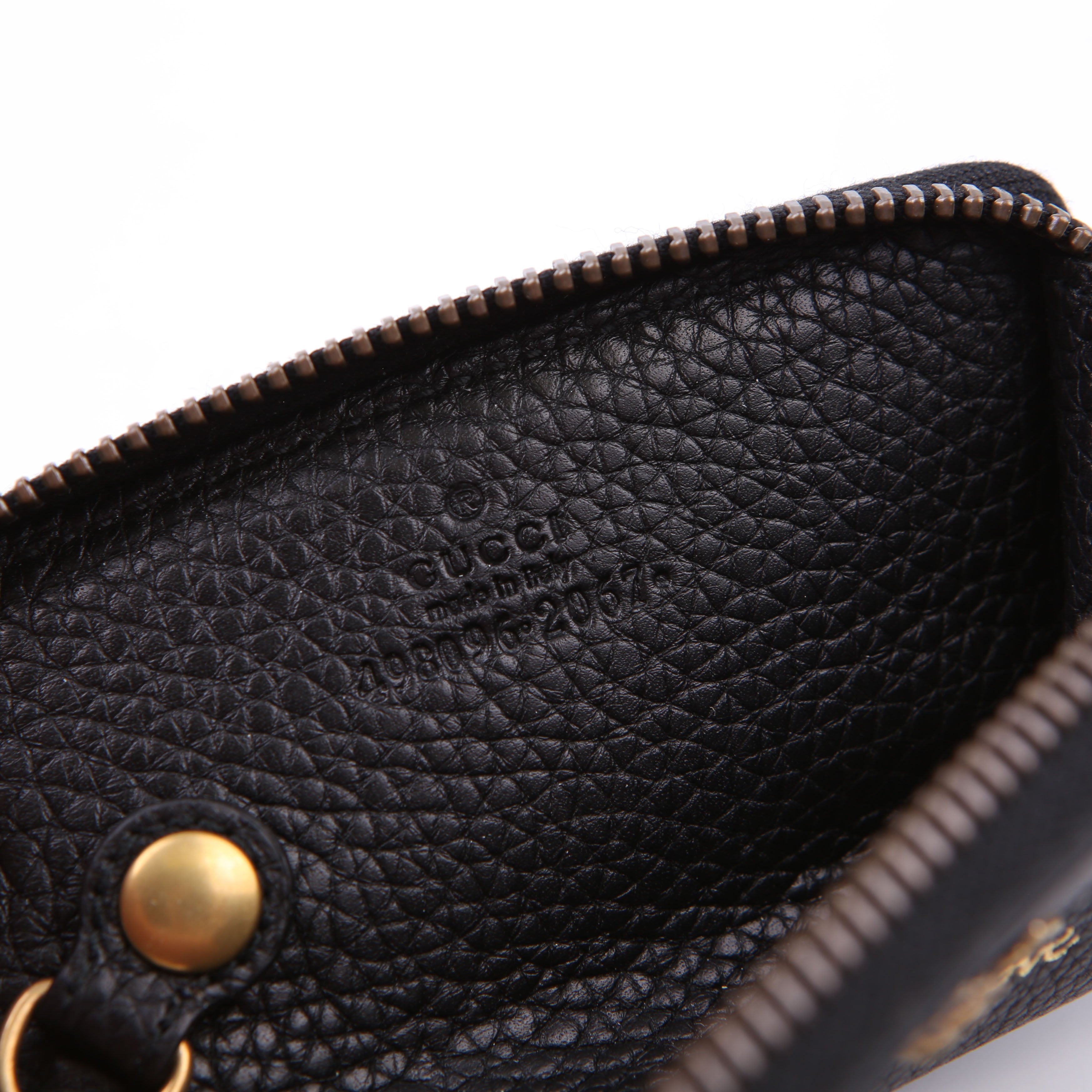 Gucci 498096 Animalier Compact Zip Around Wallet Black