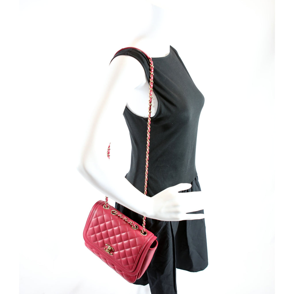Lovely Day Medium Flap Lambskin 26M Berry