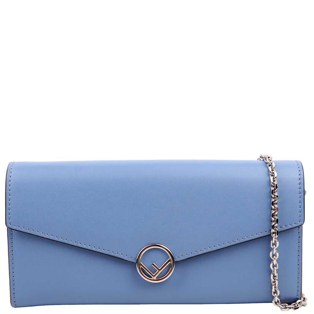 F Is Fendi Continental Chain Wallet Blue