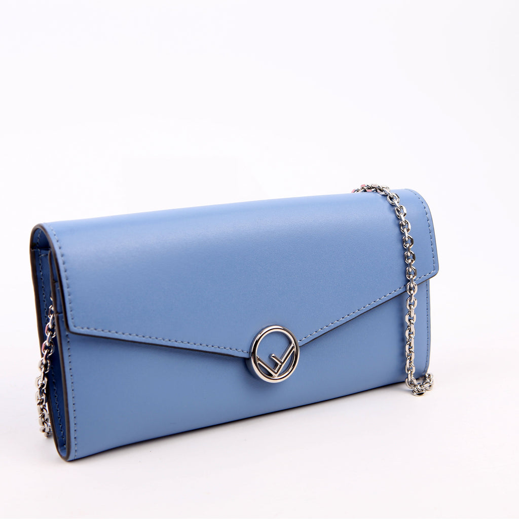 F Is Fendi Continental Chain Wallet Blue