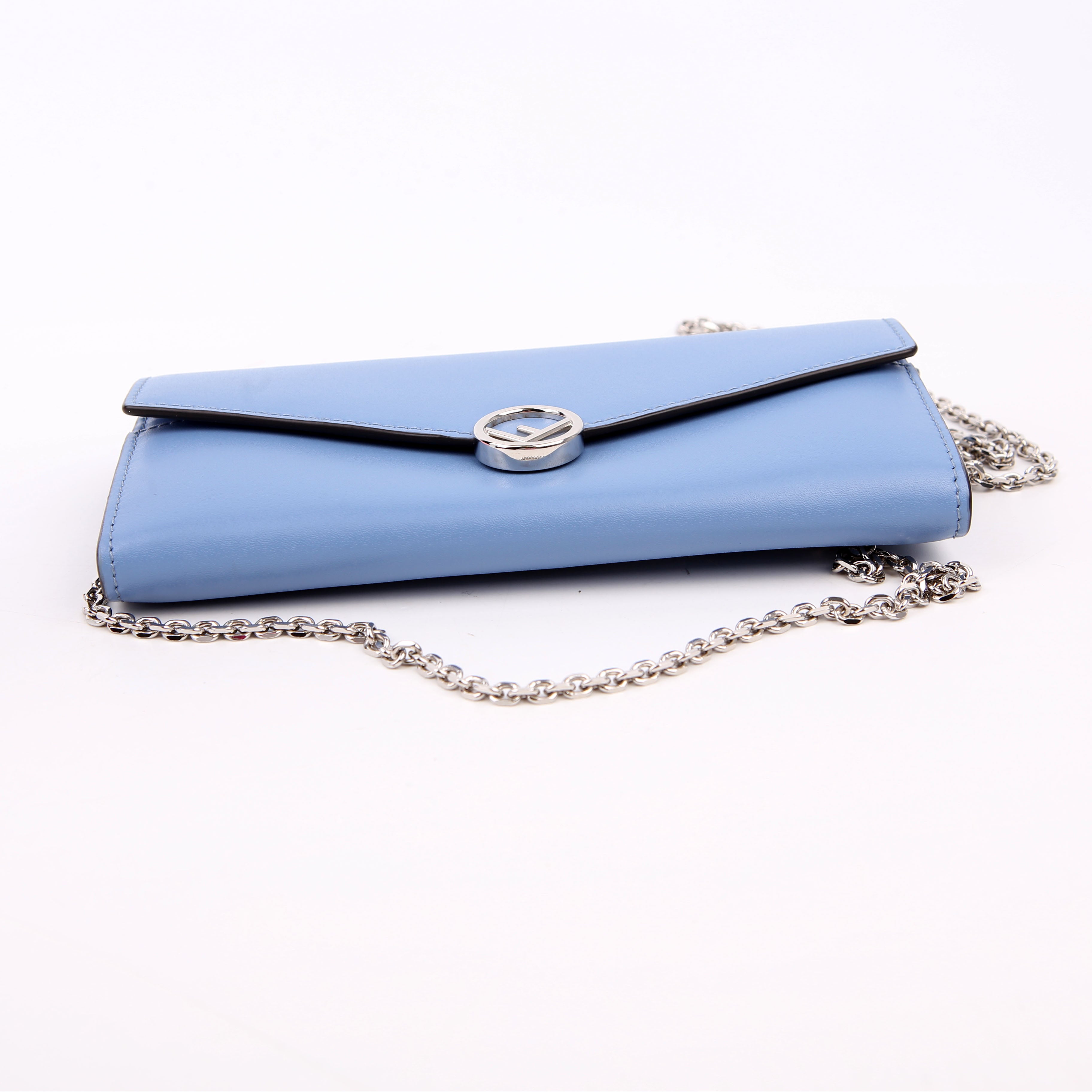 F Is Fendi Continental Chain Wallet Blue