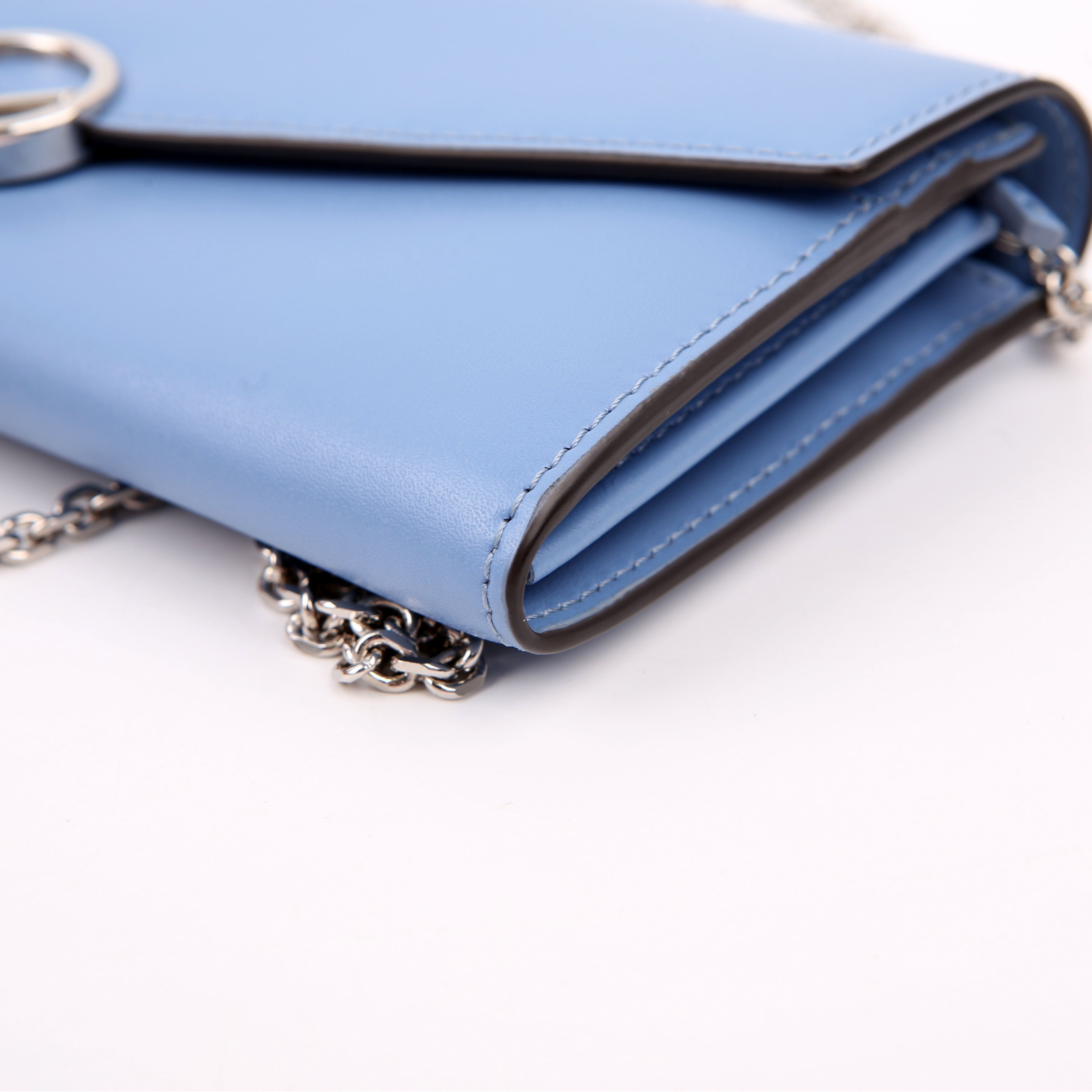 F Is Fendi Continental Chain Wallet Blue