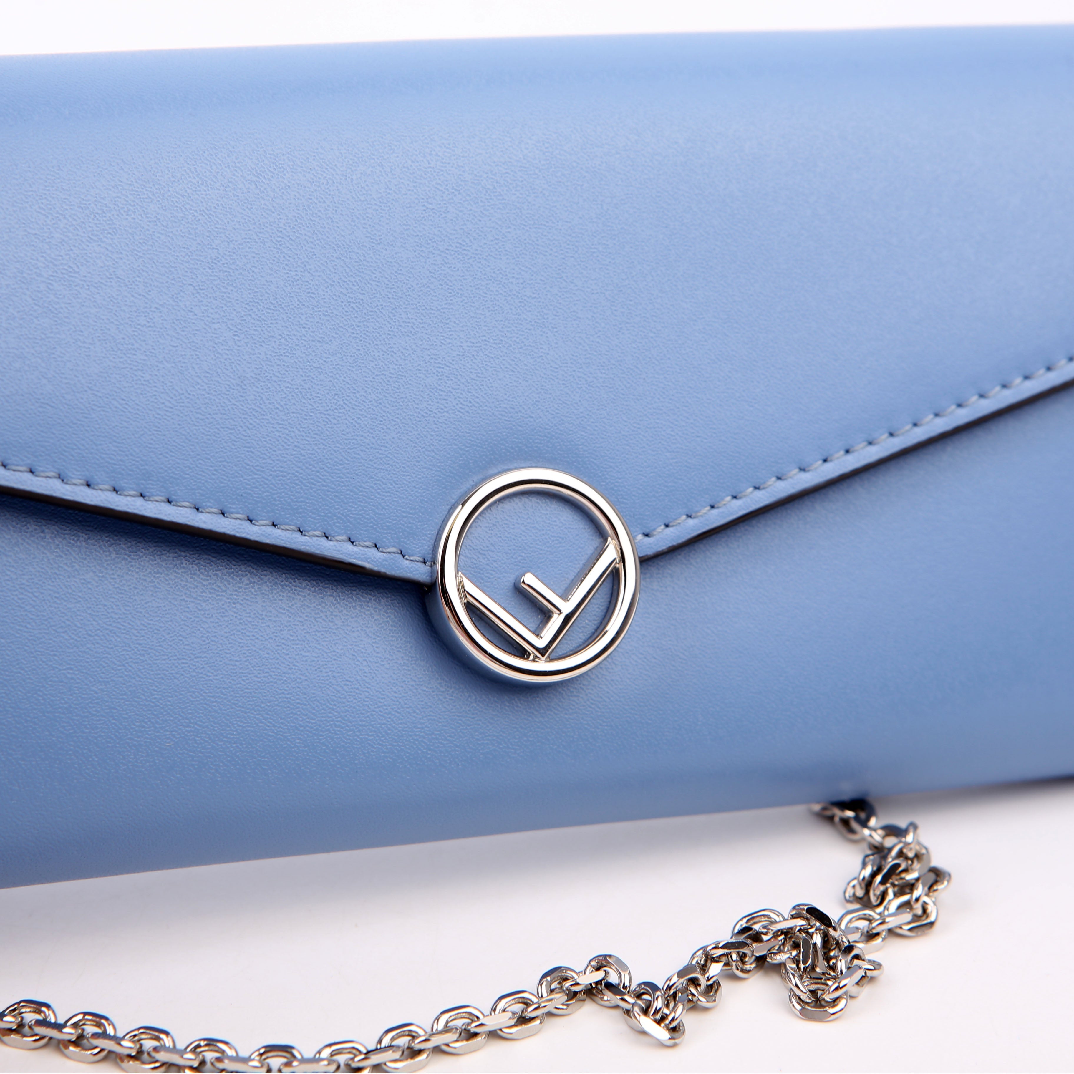 F Is Fendi Continental Chain Wallet Blue