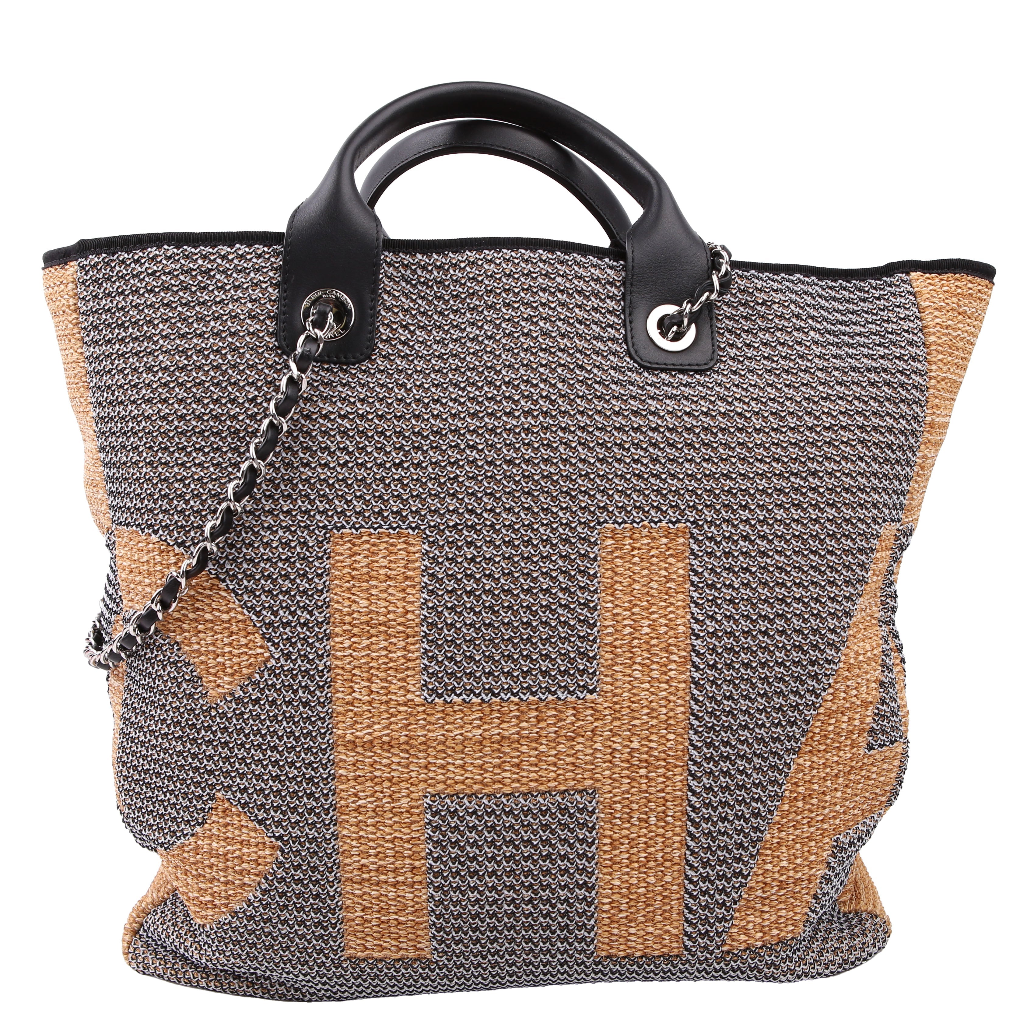 Shopping Bag Large Mixed Fibers 28M Black/Tan