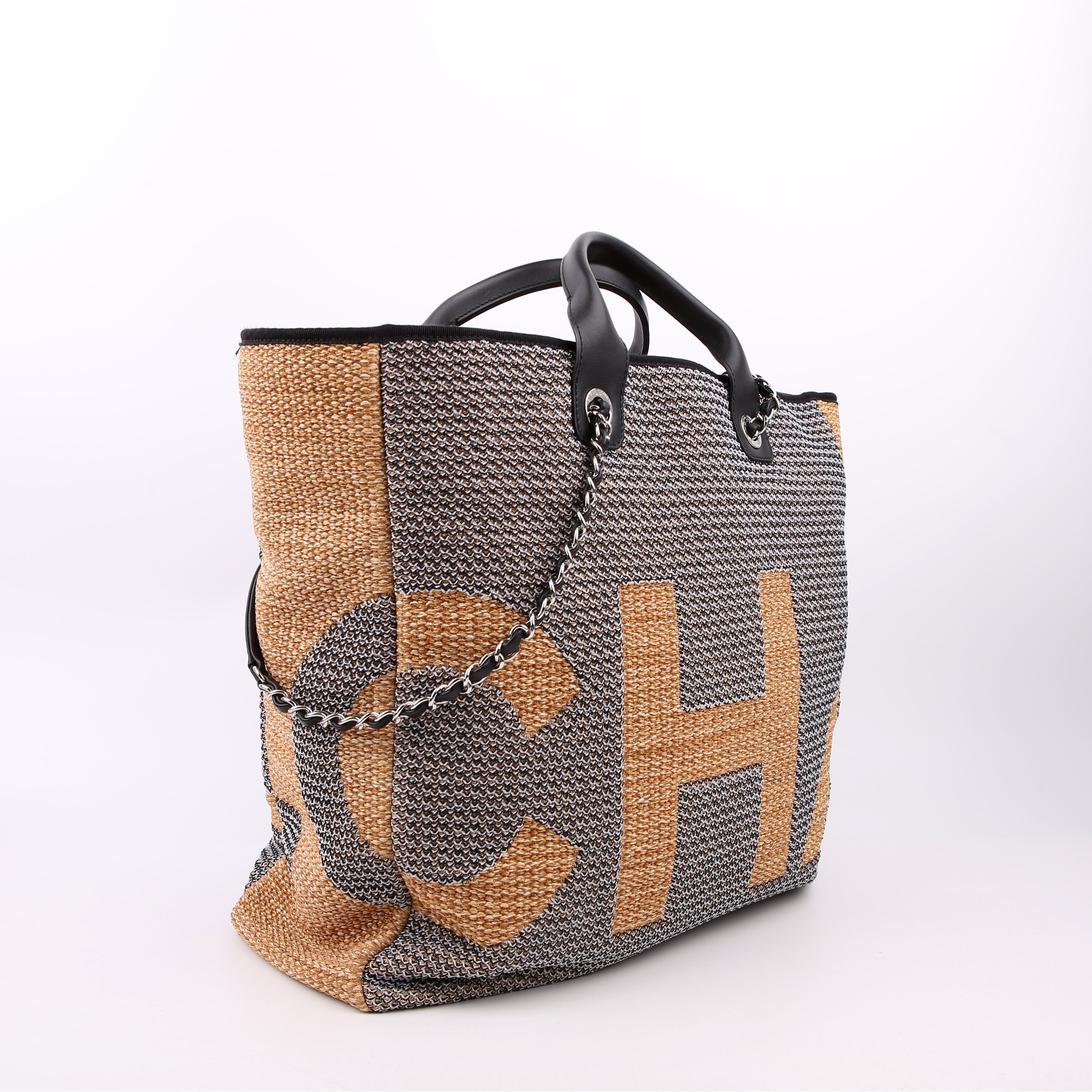 Shopping Bag Large Mixed Fibers 28M Black/Tan