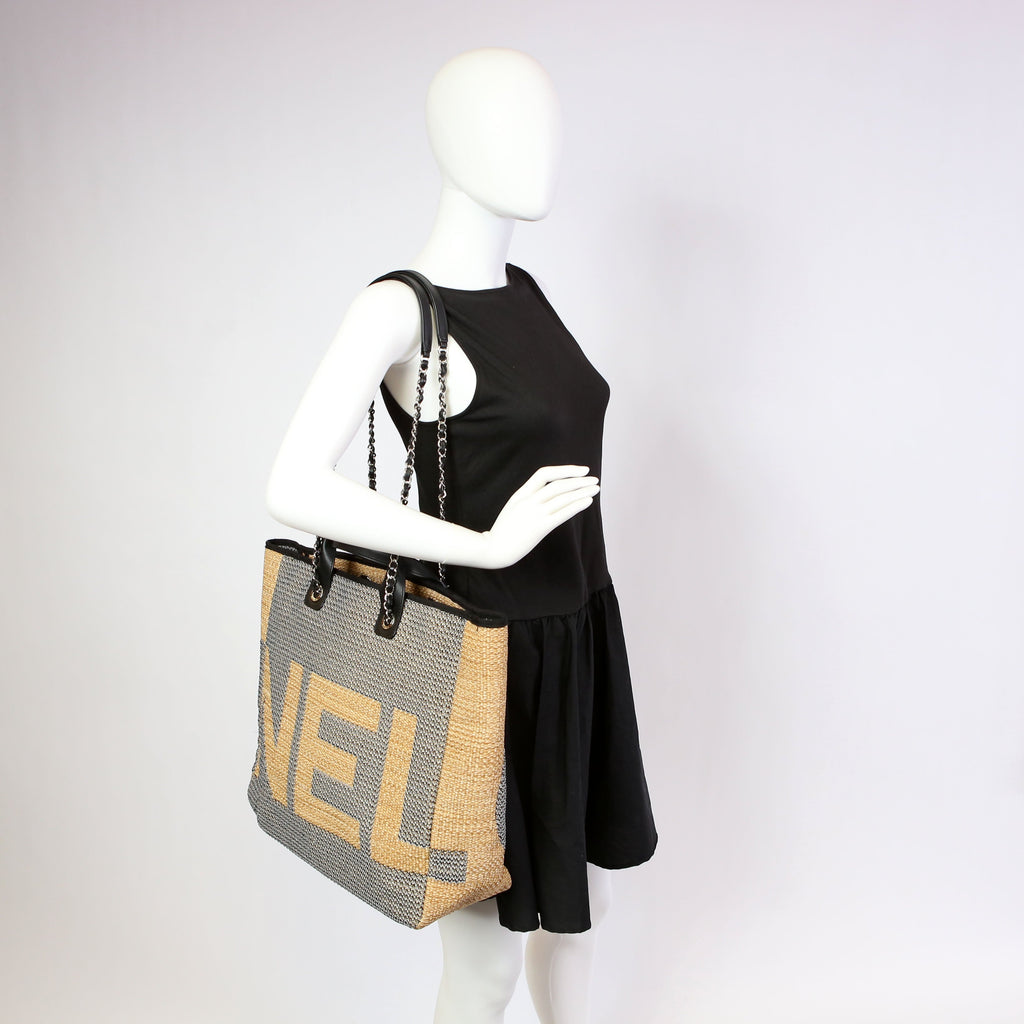 Shopping Bag Large Mixed Fibers 28M Black/Tan