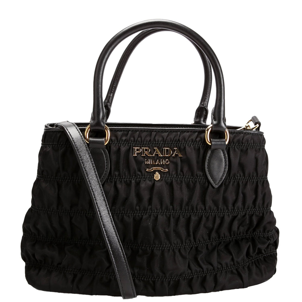 1BA173 Tessuto Gaufre Nylon Small Satchel Black