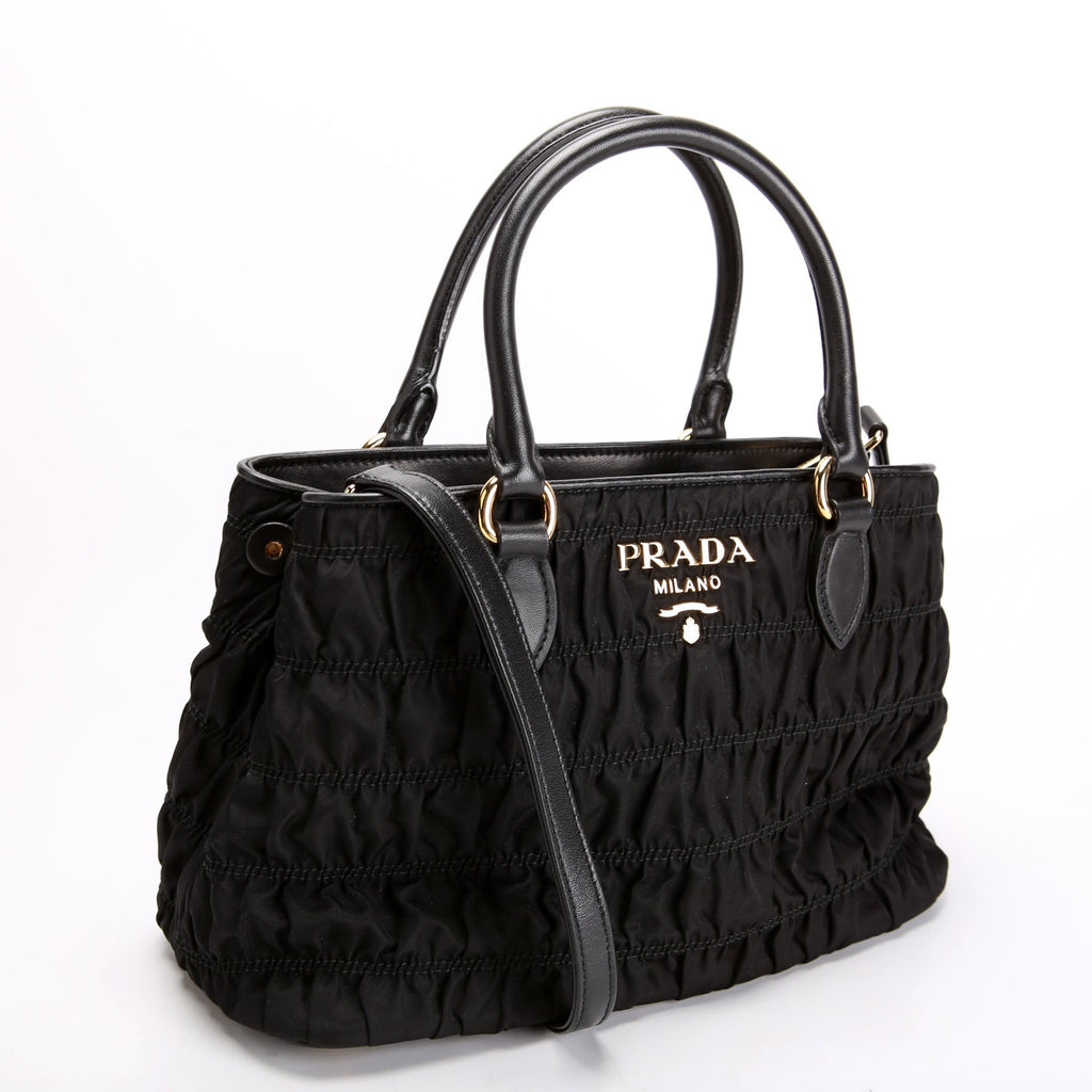 1BA173 Tessuto Gaufre Nylon Small Satchel Black