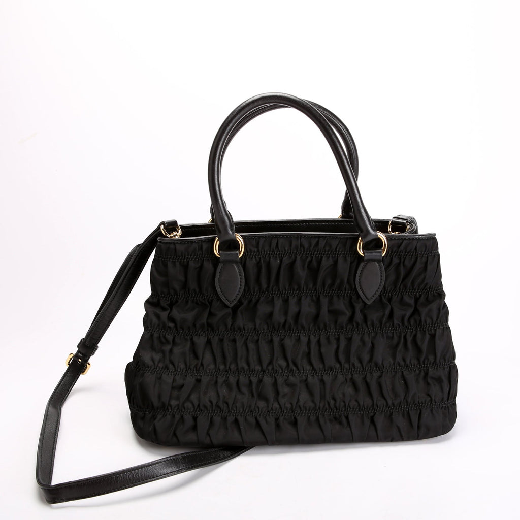 1BA173 Tessuto Gaufre Nylon Small Satchel Black