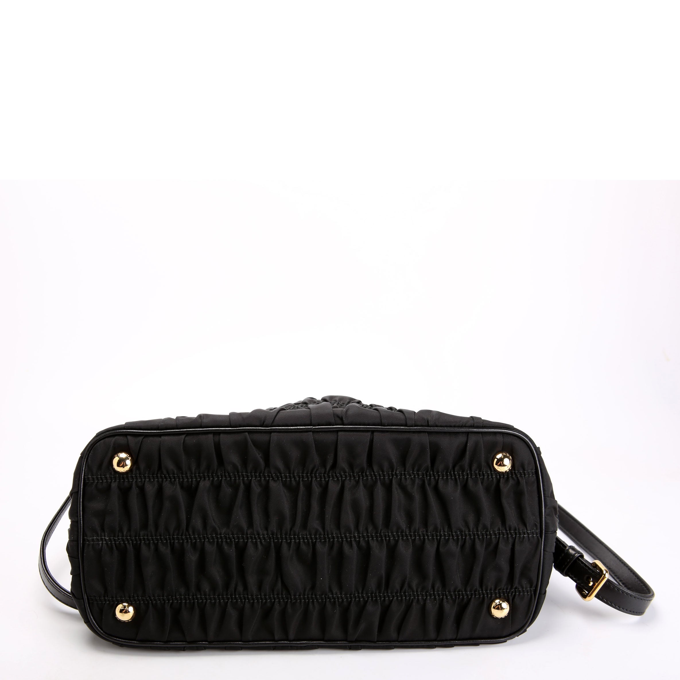1BA173 Tessuto Gaufre Nylon Small Satchel Black