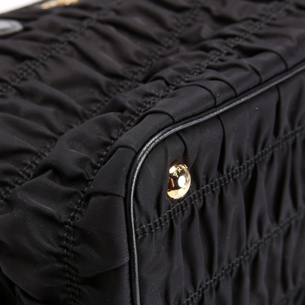 1BA173 Tessuto Gaufre Nylon Small Satchel Black
