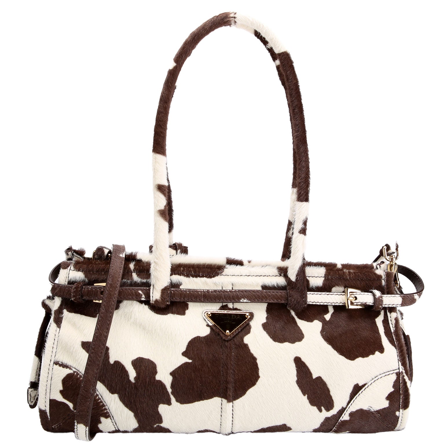1BA426 Bonnie Medium Calfskin Hair Shoulder Brown/White
