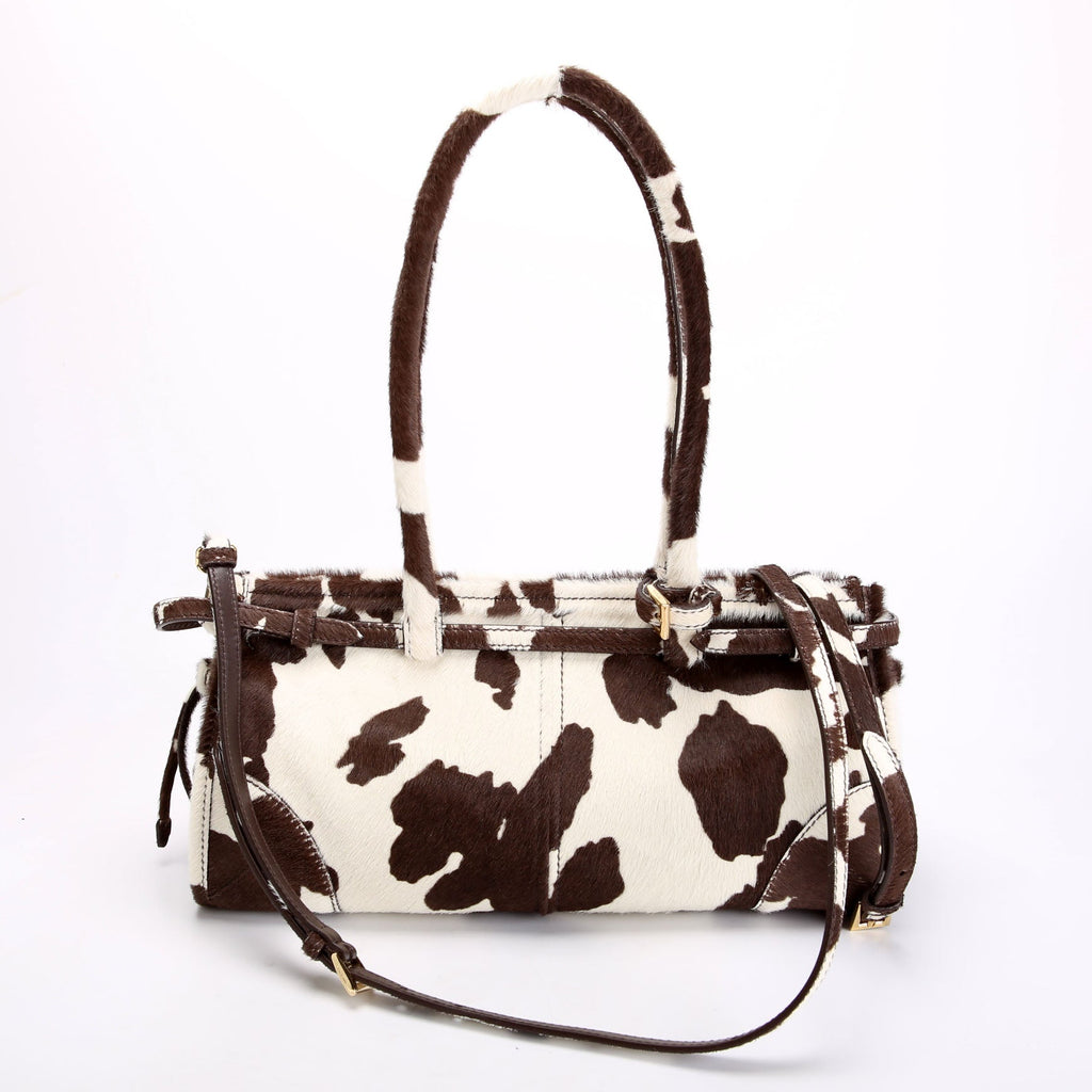 1BA426 Bonnie Medium Calfskin Hair Shoulder Brown/White