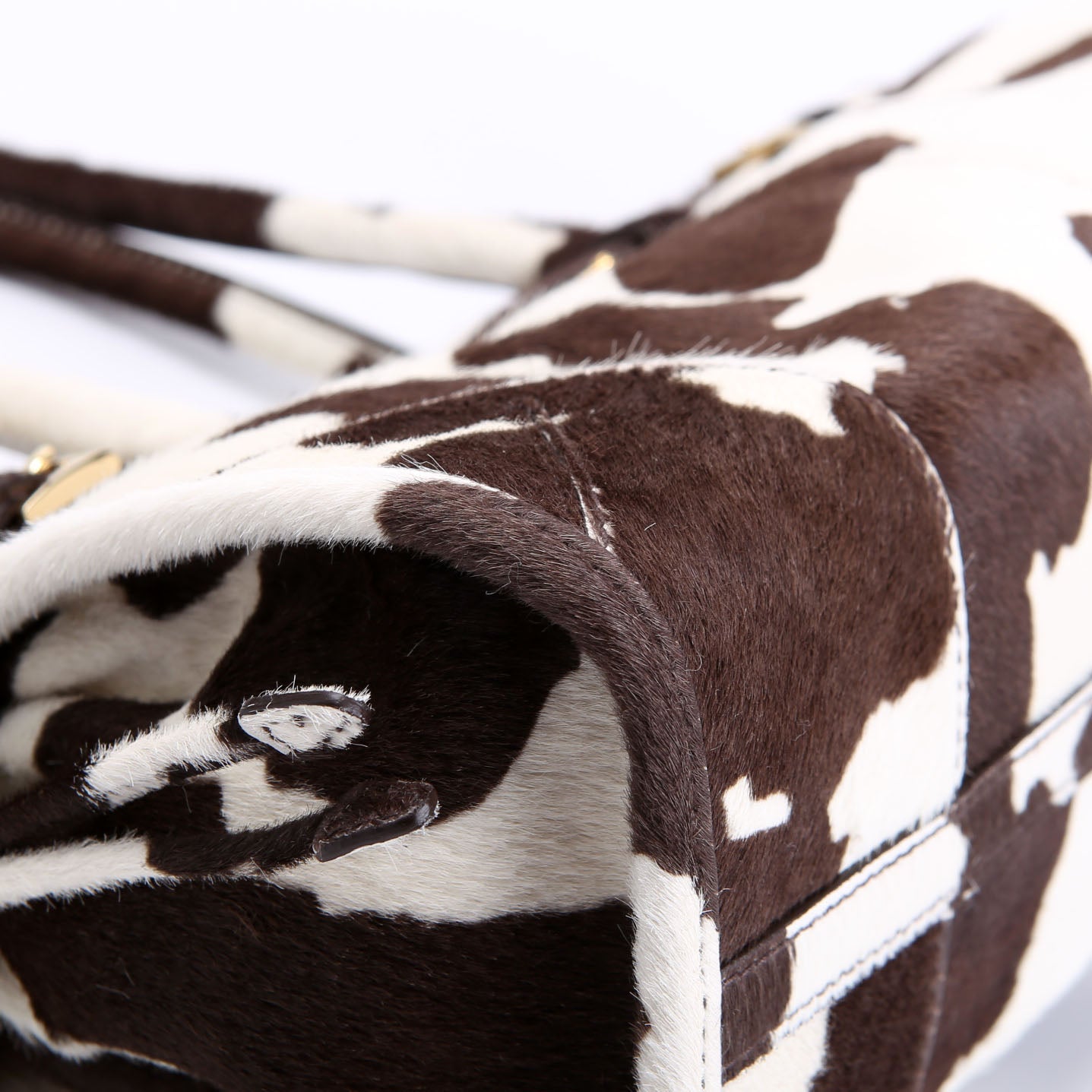 1BA426 Bonnie Medium Calfskin Hair Shoulder Brown/White