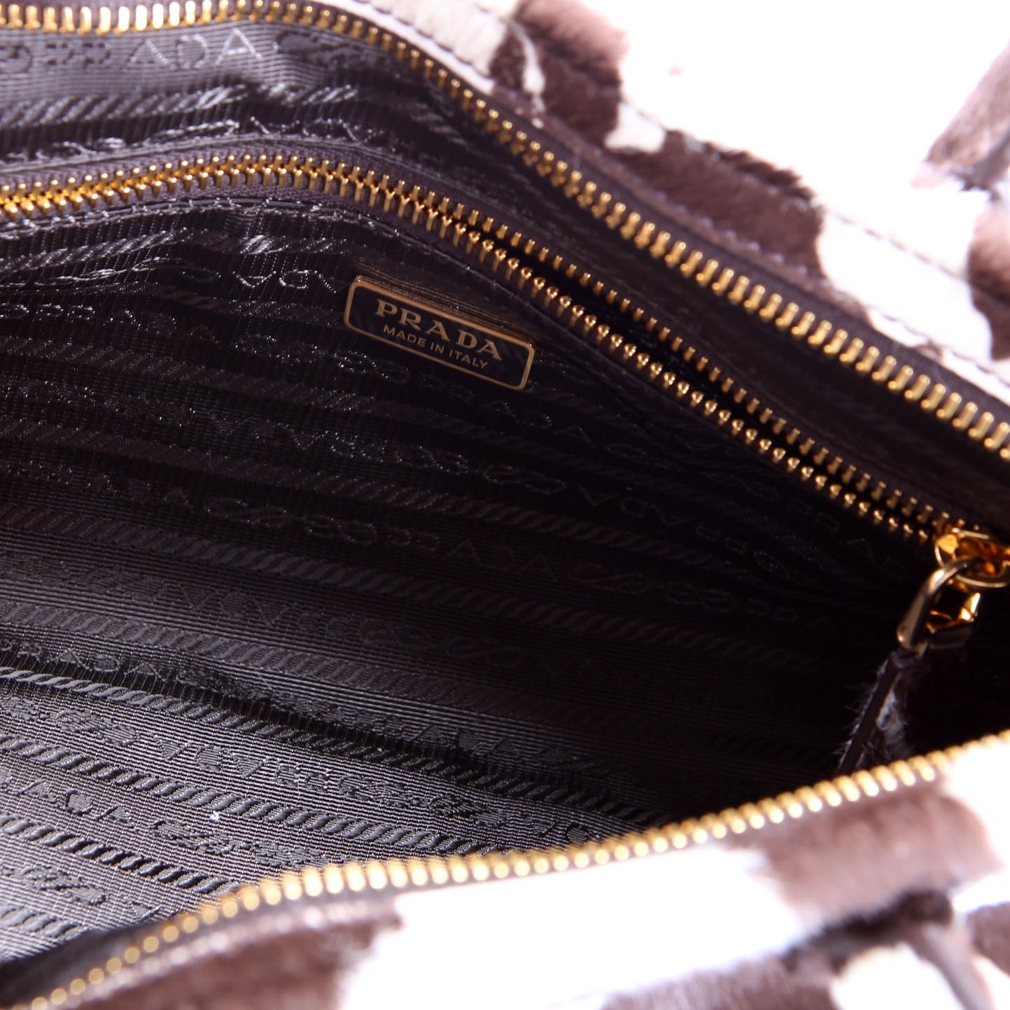 1BA426 Bonnie Medium Calfskin Hair Shoulder Brown/White